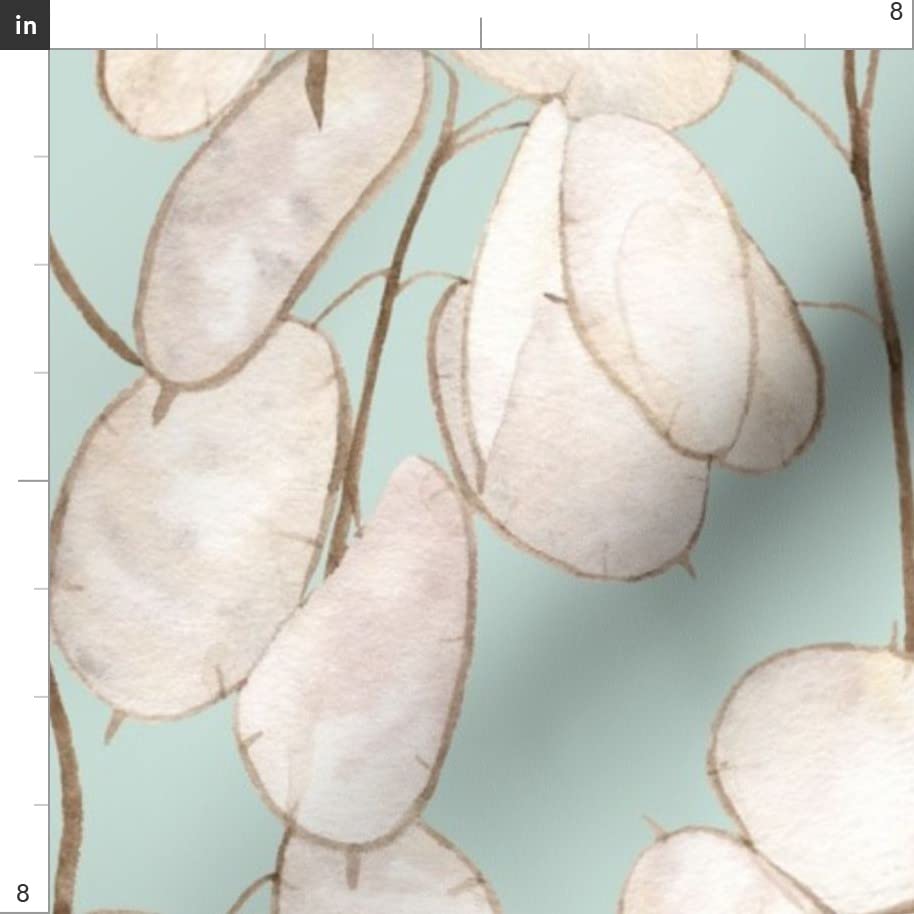 Spring Garden Pale Blue Botanical Printed Denim Fabric - Fat Quarter for Apparel, Home Decor & Upholstery | Earth Tone Neutral Design | Perfect for DIY Sewing, Curtains & Throw Pillows