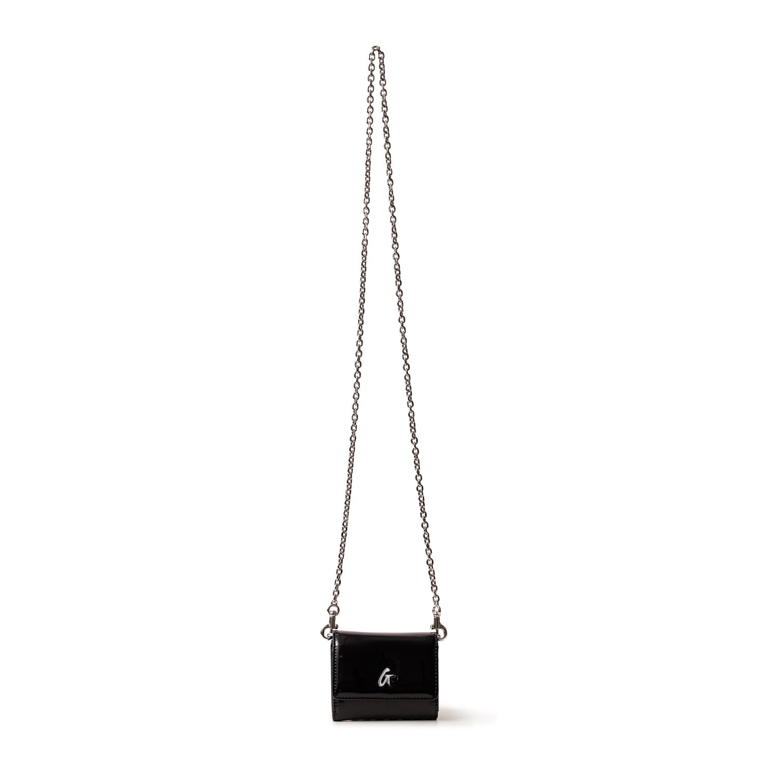 Standard Silver Compact Wallet on Chain WOC - Black Crossbody Bag for Women | Perfect for Evening Out, Parties, and Daily Use