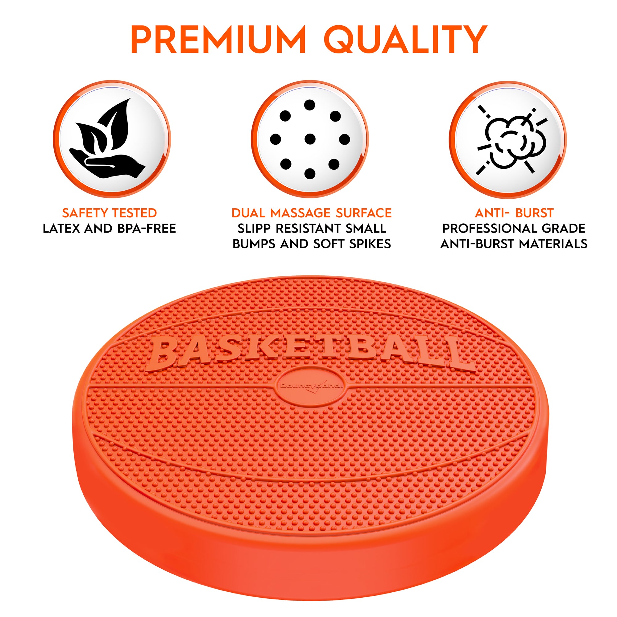 Bouncyband Wiggle Seat Sensory Cushion - Orange Basketball Design for Kids with ADHD, Autism - Improve Focus & Posture in Classroom, Home, or Office
