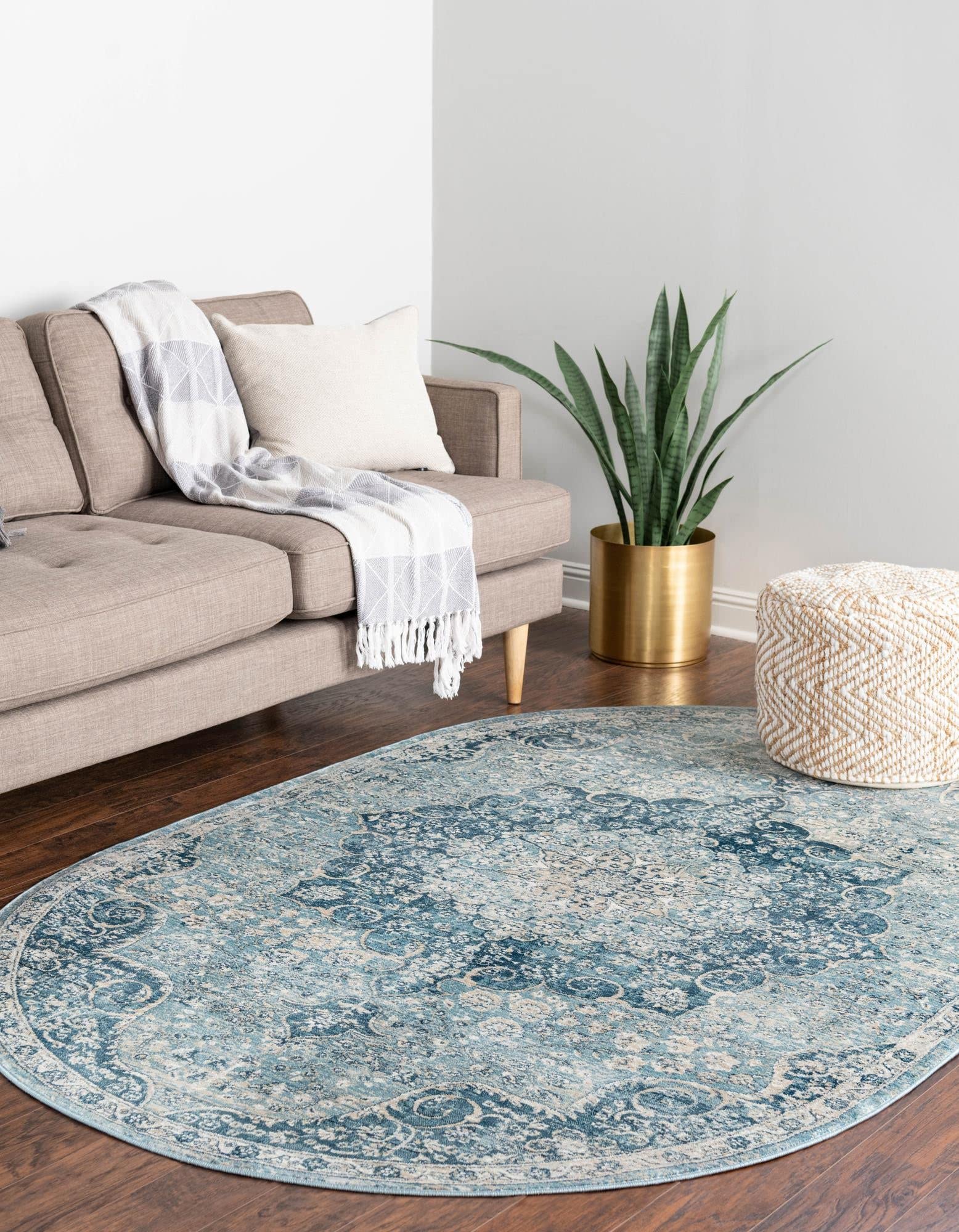 Unique Loom Newport Collection Area Rug - Elms Design (Oval 7'10