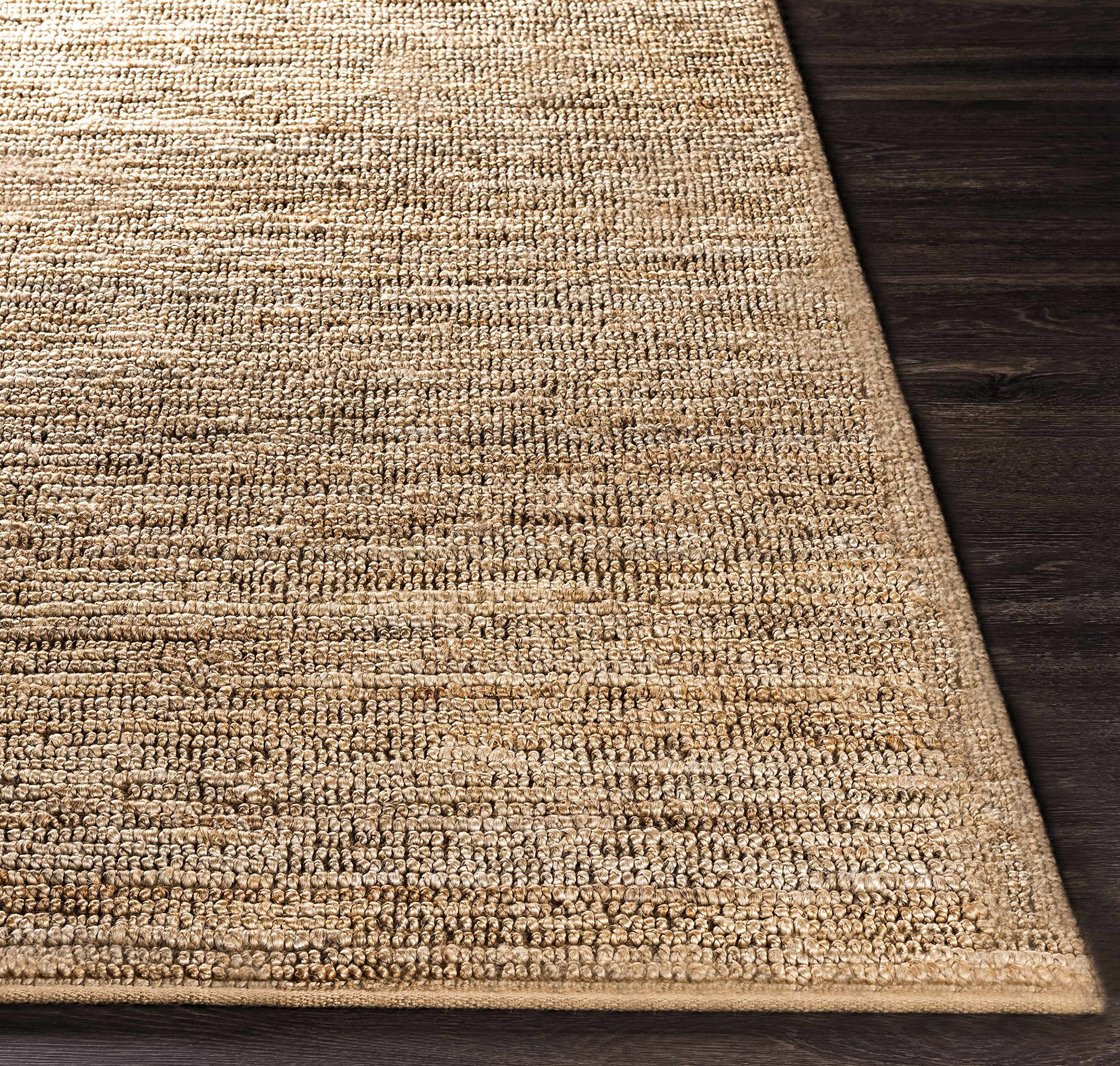 Hauteloom Glover Iantha Natural Jute Rug - Handwoven Sea Grass Area Rug - Eco-Friendly Farmhouse Style Carpet - Rattan Wicker Look - Brown & Beige - 3'6