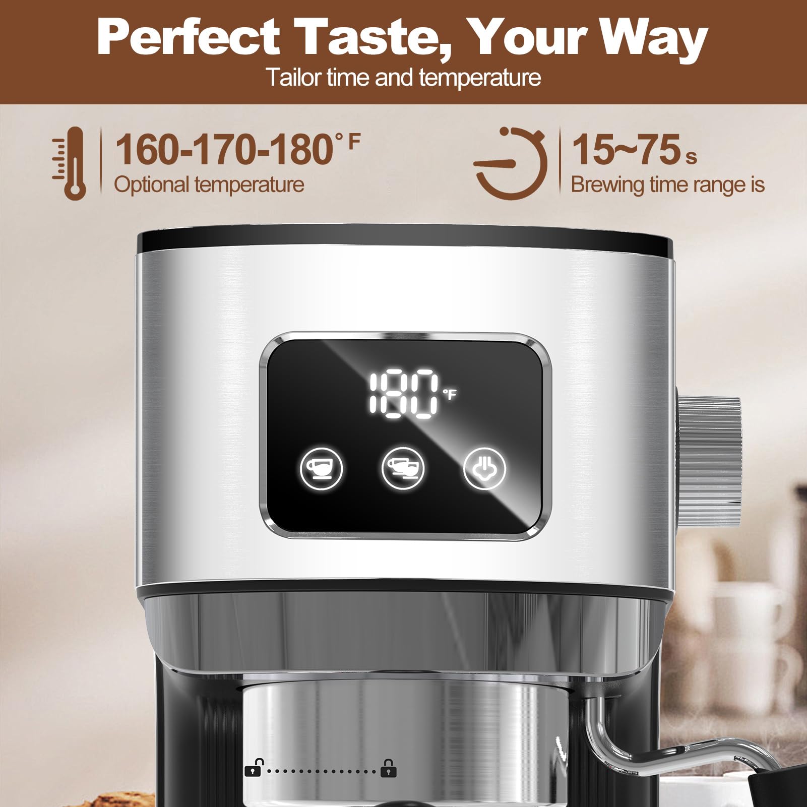 Geek Chef 20 Bar Espresso Machine for Home - Professional Coffee Maker for Latte & Cappuccino | Perfect for Kitchen, Office, and Small Spaces
