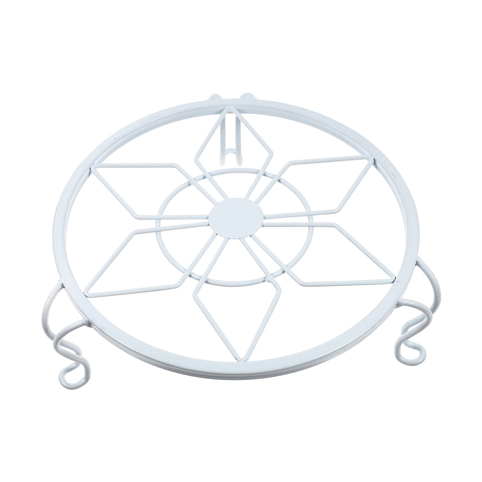 Happyyami 1Pc Wrought Iron Dwarf Shelf Plant Stand - European Style White Metal Flower Pot Holder & Vase Stand - Perfect for Indoor/Outdoor Garden Decor, Balcony, Patio, and Home Plant Display