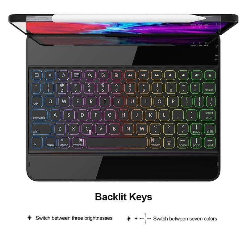 360° Rotatable Bluetooth Keyboard with Pencil Holder for iPad Air 5 - Slim Protective Case for Work, Study & Travel