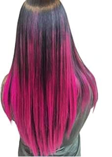 Wizme Colored Hair Streak Extensions for Women & Kids - 2-Pack Clip-in Hair Highlights (Magenta) | Fun Party, Cosplay & Costume Accessories