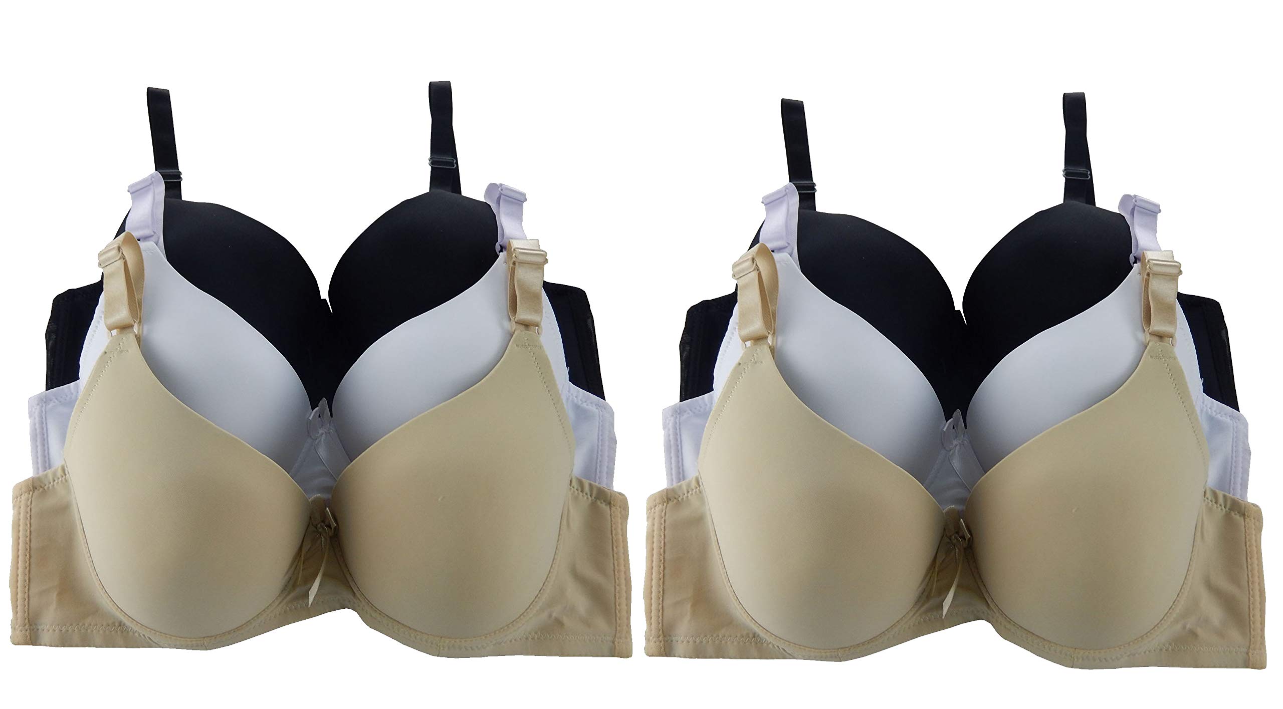 Emily Johnson Women's Bras 6-Pack - Comfortable Plain Underwire Bras for D, DD & DDD Cups | Everyday Wear, Workout & Sleep Support