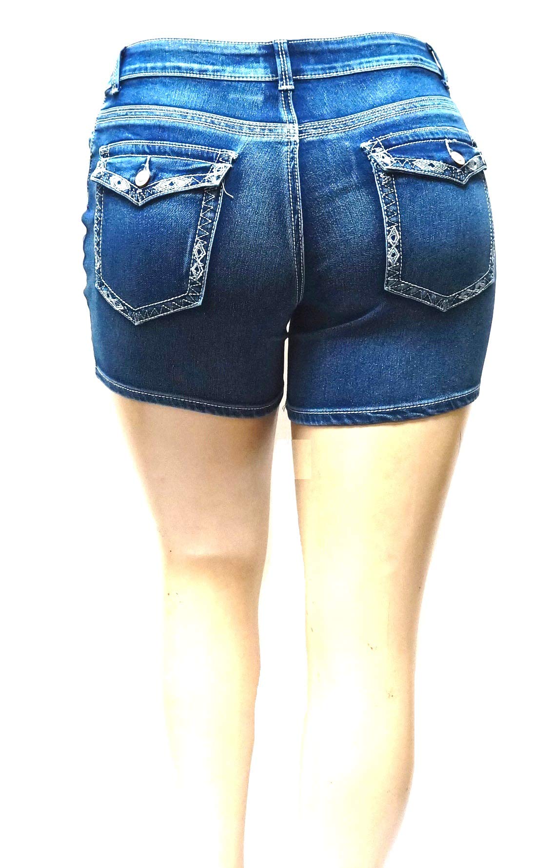 Jack David Women's Premium Plus Size Blue Black Denim Jeans Shorts - Stretchy High Waist Denim Shorts for Women | Casual Summer Outfits & Beach Wear