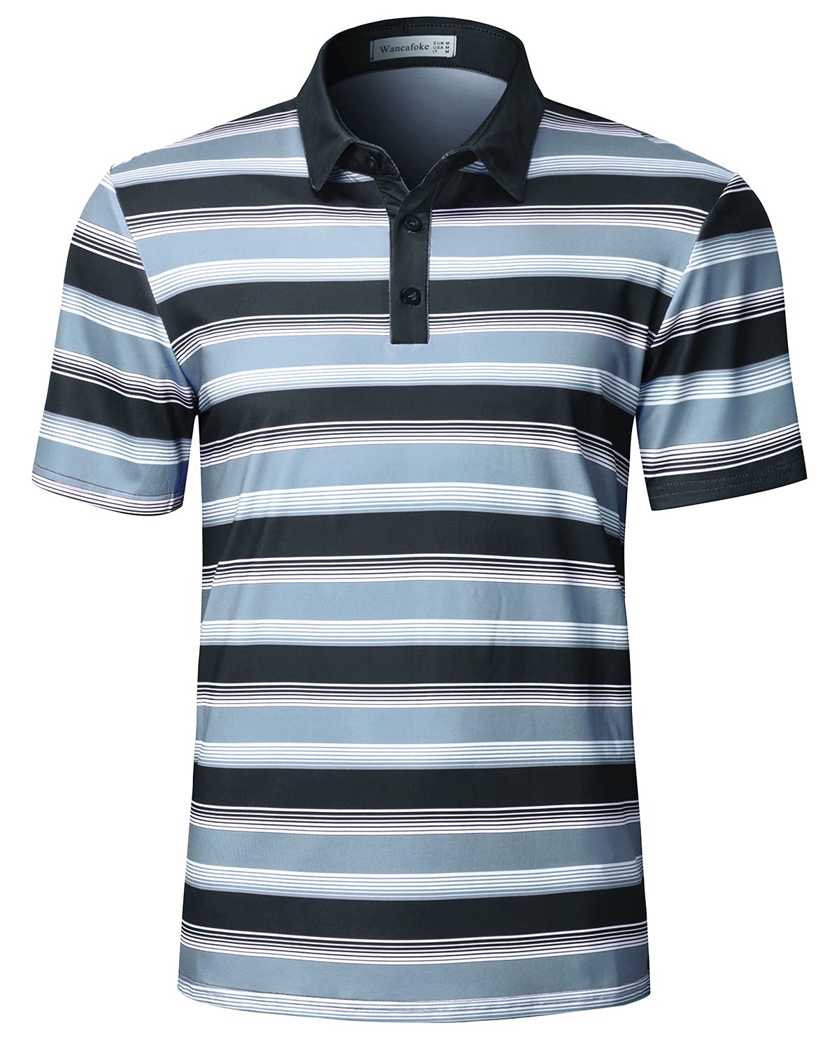 Wancafoke Men's Short Sleeve Polo Shirt - Moisture Wicking Golf Shirt with Collar - Breathable Performance Tee for Golf, Casual Wear & Outdoor Activities