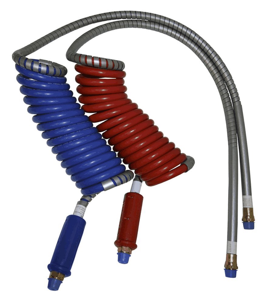 Blue & Red Coiled Air Brake Hose Kit - 40
