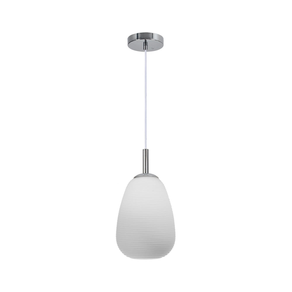 Modern Elegant Chrome Pendant Lamp - Alfredo Glass Ceiling Light for Dining Room, Kitchen Island & Living Room Decor
