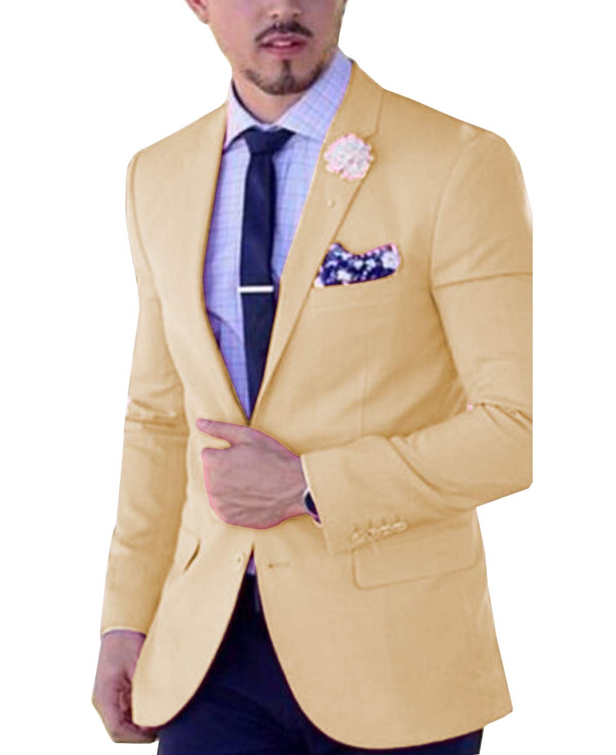 Slim Fit Men's 2-Piece Casual Suit Set - One Button Blazer & Pants for Wedding, Groomsmen, Prom & Formal Events | Perfect for Business, Cocktail Parties & Special Occasions