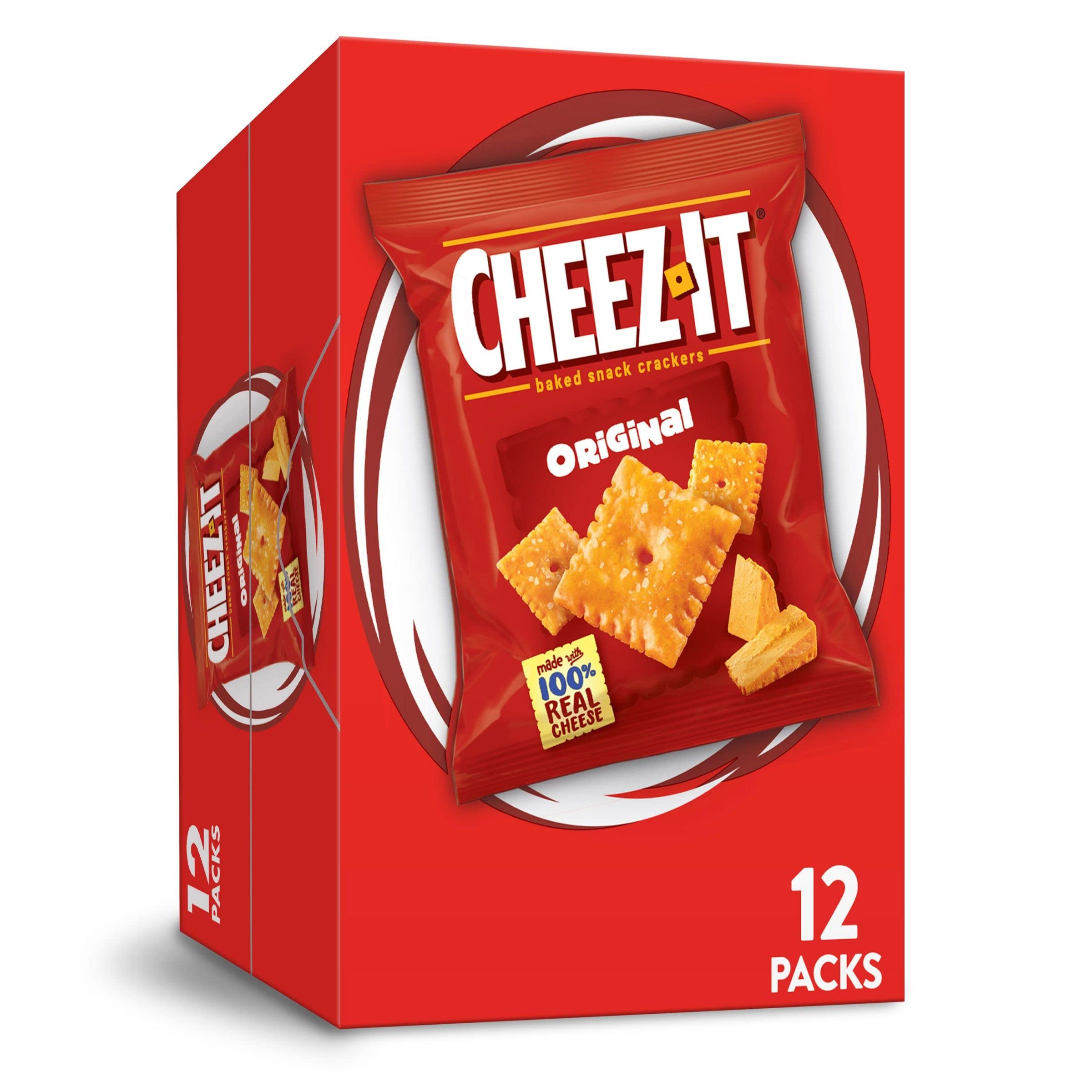 Cheez-It Original Baked Cheese Crackers - 12oz Box (12 Packs) | Crunchy Snacks for Lunch, Office, School & On-The-Go | Perfect for Parties, Road Trips & Movie Nights