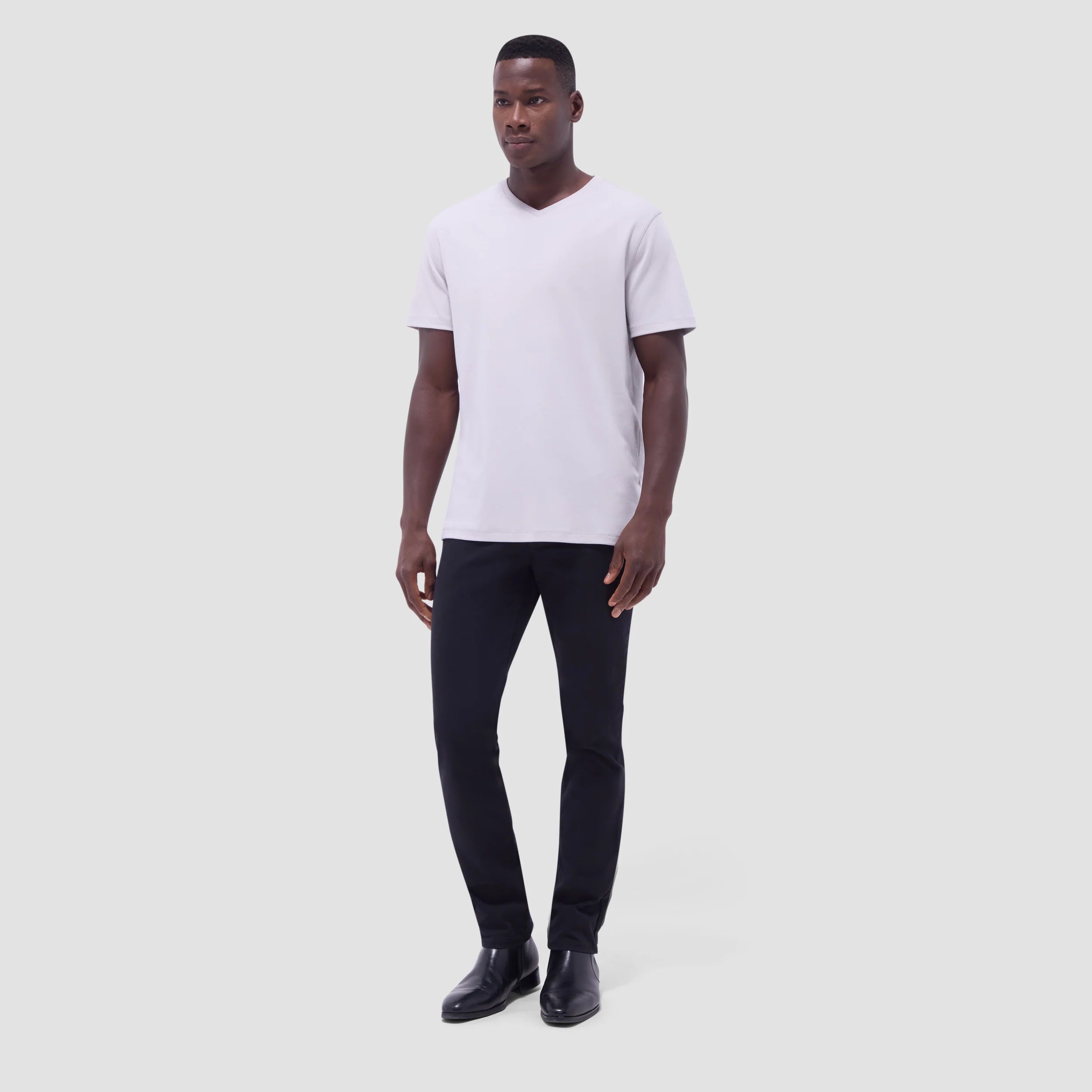Bugatchi Holden Premium Pima Cotton V-Neck T-Shirt for Men - Soft & Comfortable Casual Wear - Platinum Color - Perfect for Everyday Outfits, Lounge & Travel