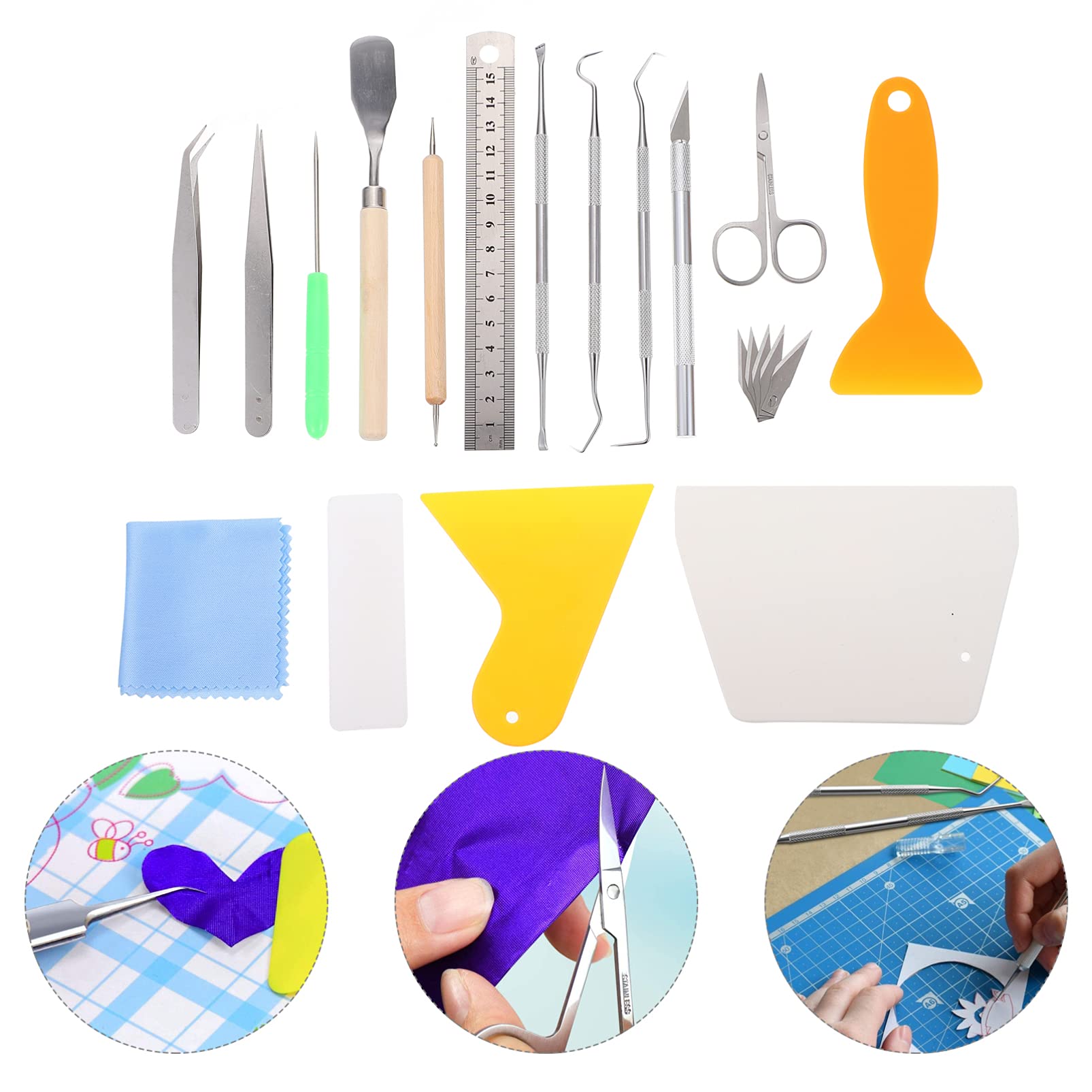 EXCEART Vinyl Control Cameo Tool Kit - Craft Making, Weeding, Carving & Piercing Tools with Precision Metal Ruler & Oxford Cloth - Perfect for DIY Projects, Sign Making, Vinyl Cutting & Home Decor