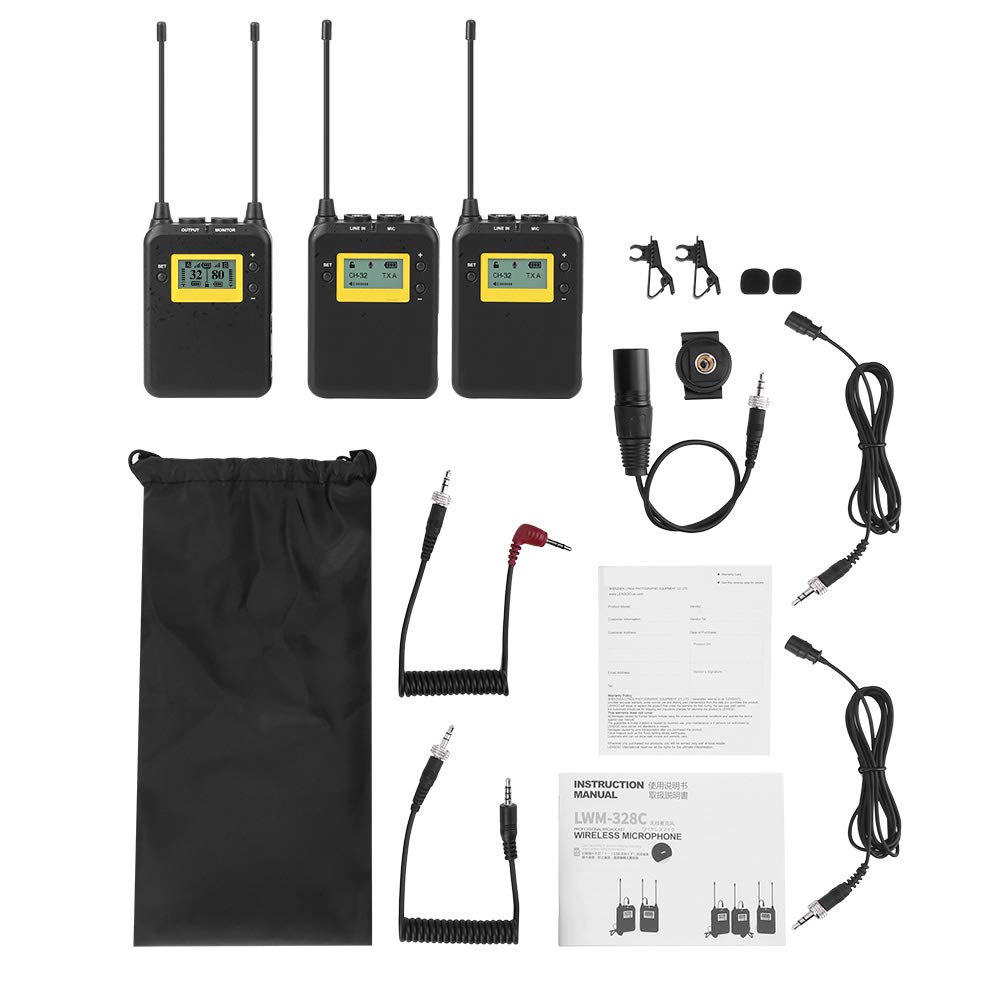Acouto LWM-328C 2-in-1 Wireless Lavalier Microphone for iPhone & Android - Clip-On Mini Mic for Live Streaming, Vlogging, Podcasting & Video Recording
