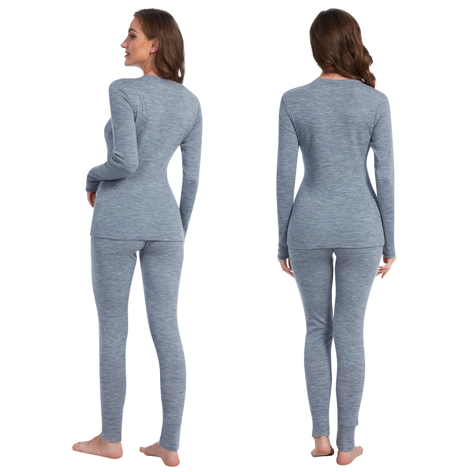 MERINNOVATION Women's 100% Merino Wool Thermal Base Layer Set - Warm Winter Underwear for Hiking, Skiing & Outdoor Activities