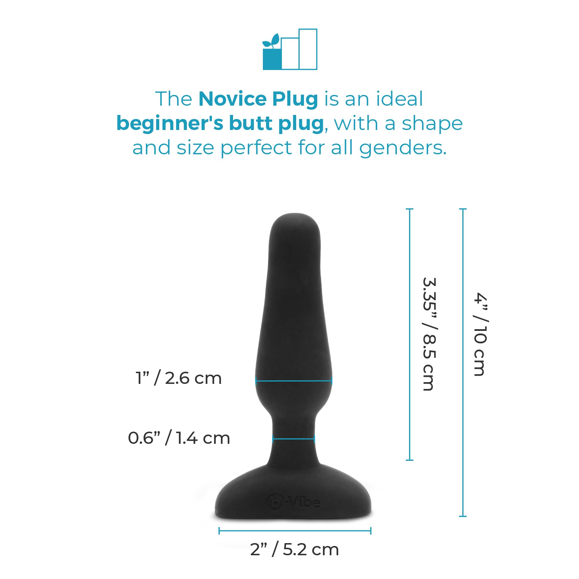 b-Vibe Novice Plug Remote Control Anal Plug - Black | Rechargeable Adult Sex Toy for Couples, Anal Training & Pleasure | Perfect for Beginners, Long Distance Play & Sensual Exploration