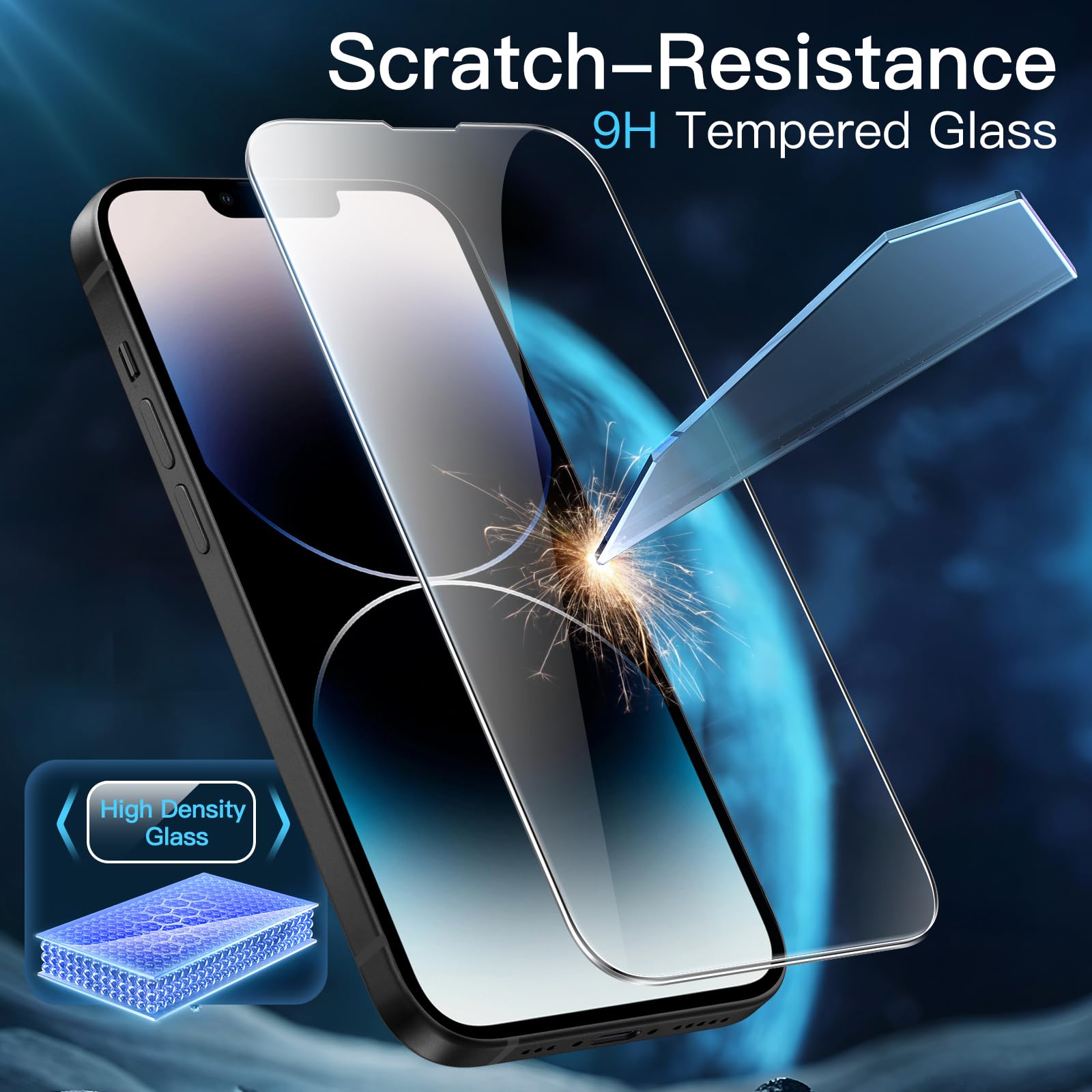 JETech 3 in 1 Magnetic Case for iPhone 14 Pro 6.1 Inch - Shockproof Translucent Matte Cover with 2 Pack Tempered Glass Screen Protector | Magsafe Compatible | Perfect for Work, Travel & Outdoor Activities (Black)