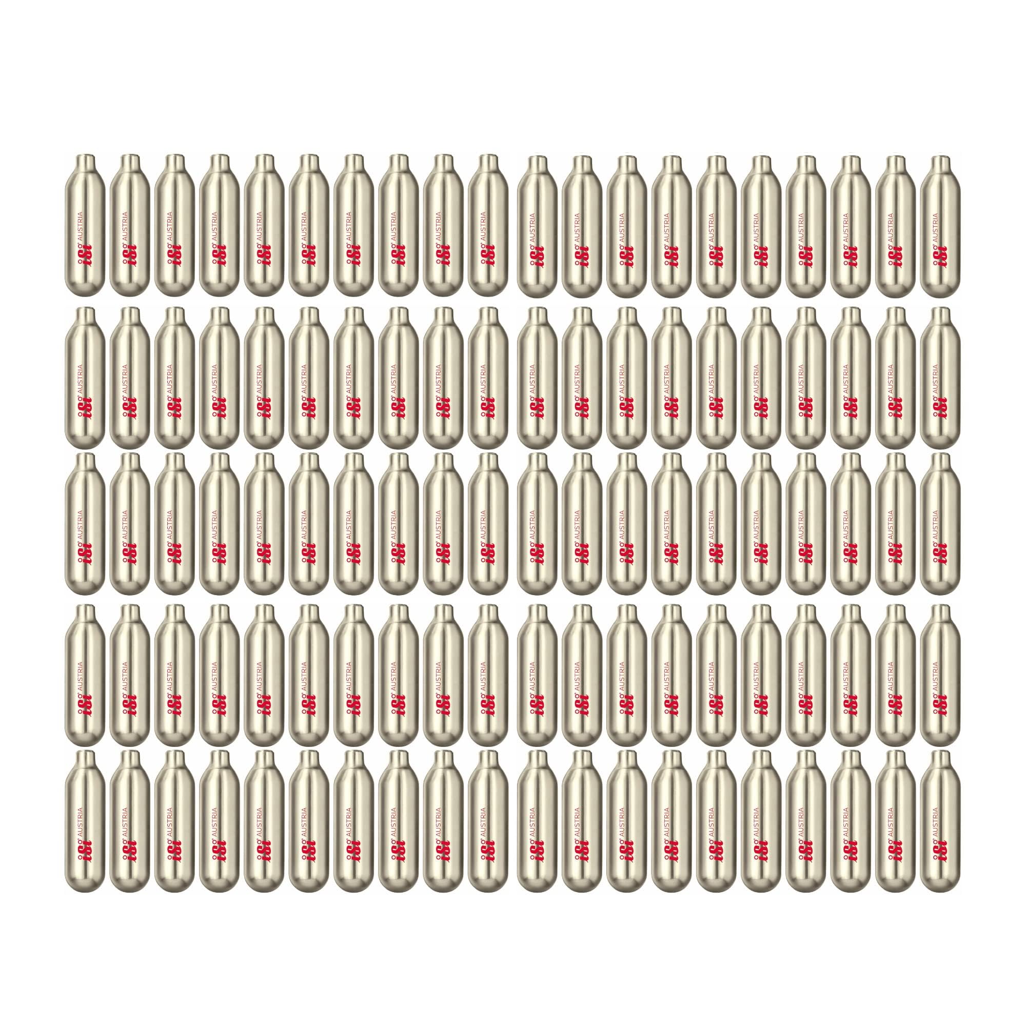 iSi North America CO2 Soda Siphon Chargers 8.4g - 100-Pack Carbon Dioxide Cartridges for Soda Makers | Compatible with Classic SodaStream & Stainless Steel Siphons | Eco-Friendly Recyclable Gold Capsules | Made in Austria | Perfect for Home Carbonation, Sparkling Water & Cocktail Making
