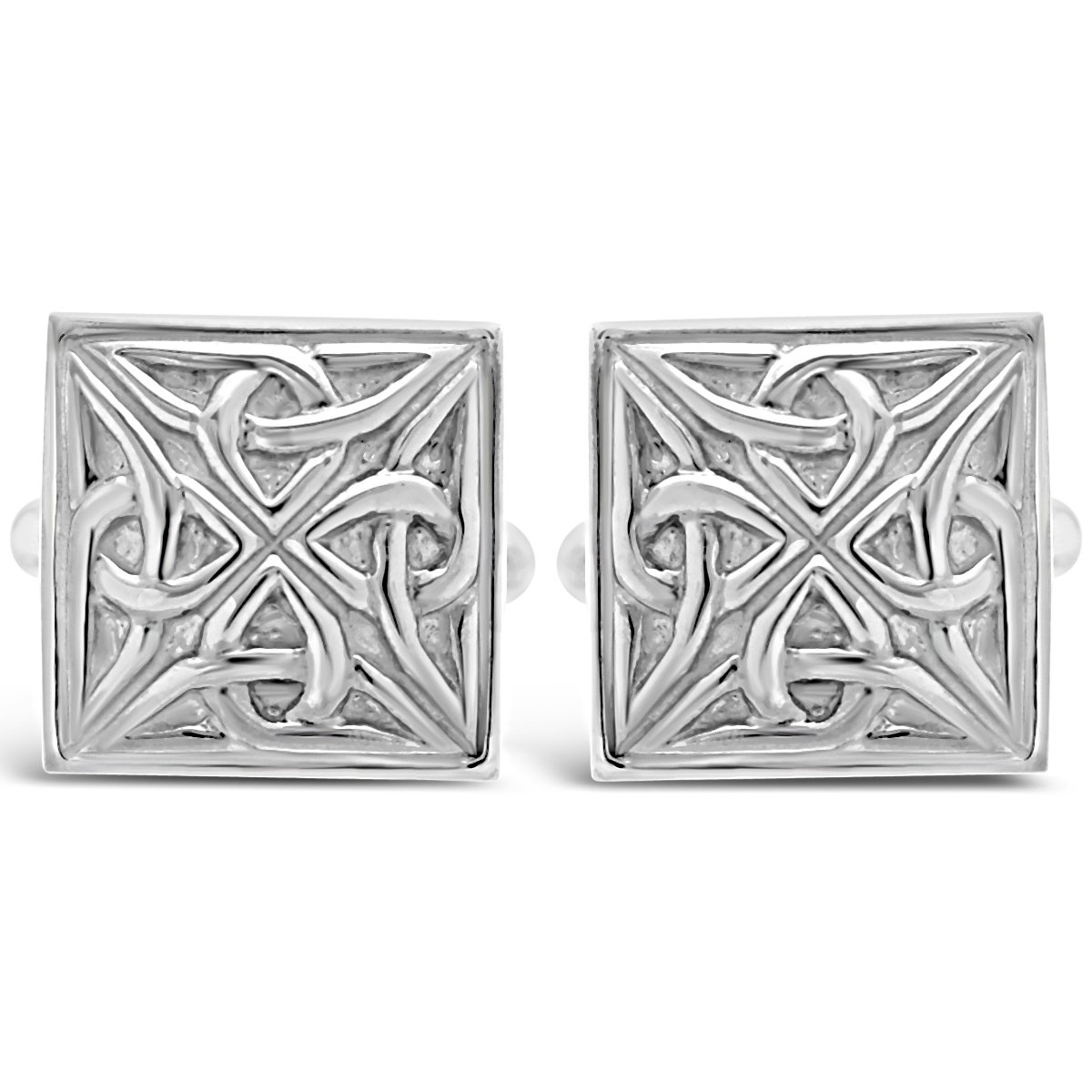 Alexander Castle Men's 925 Sterling Silver Celtic Cufflinks - 15mm Square Trinity Knot Design for Formal Wear - Perfect Wedding, Business & Gifts with Jewelry Box