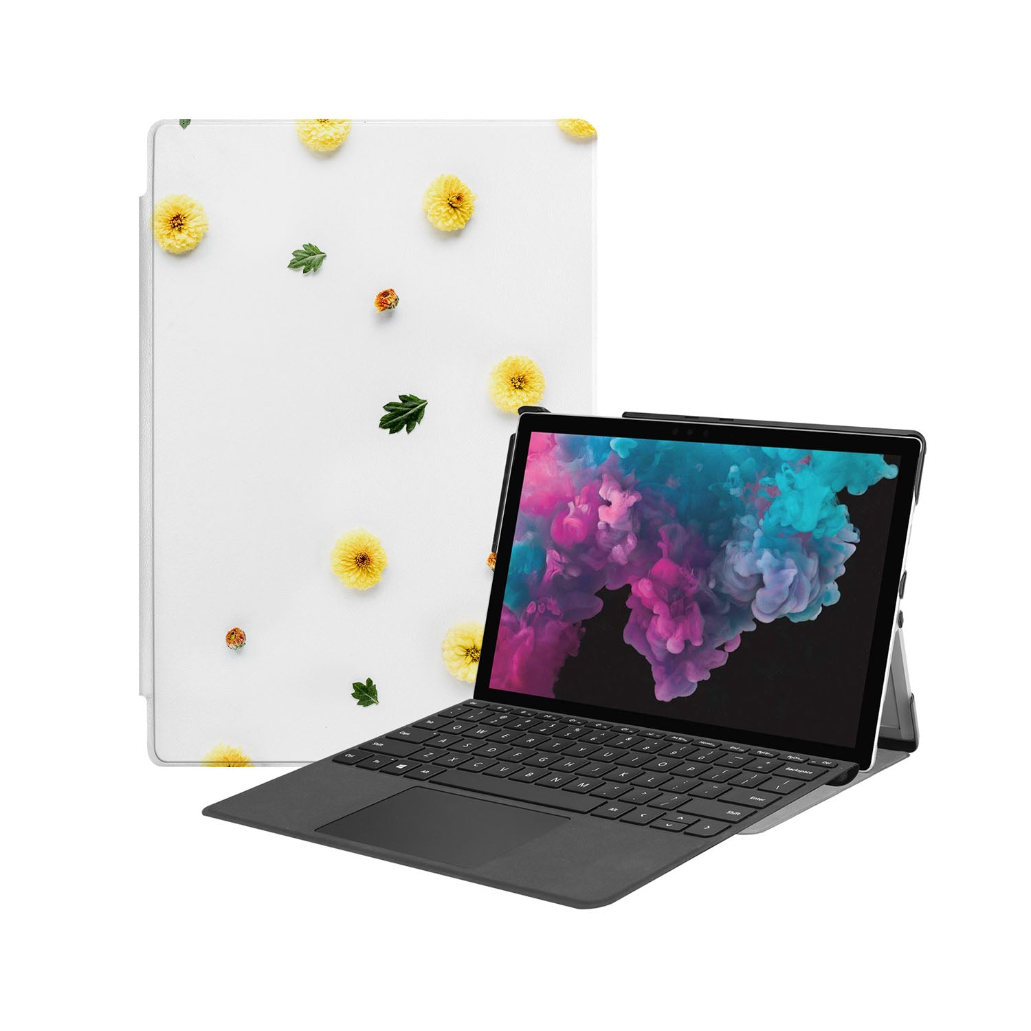 Microsoft Surface Case with Flat Flower Design - Durable Protective Cover for Microsoft Surface Pro/Go/Laptop - Perfect for Work, Travel, and School Use