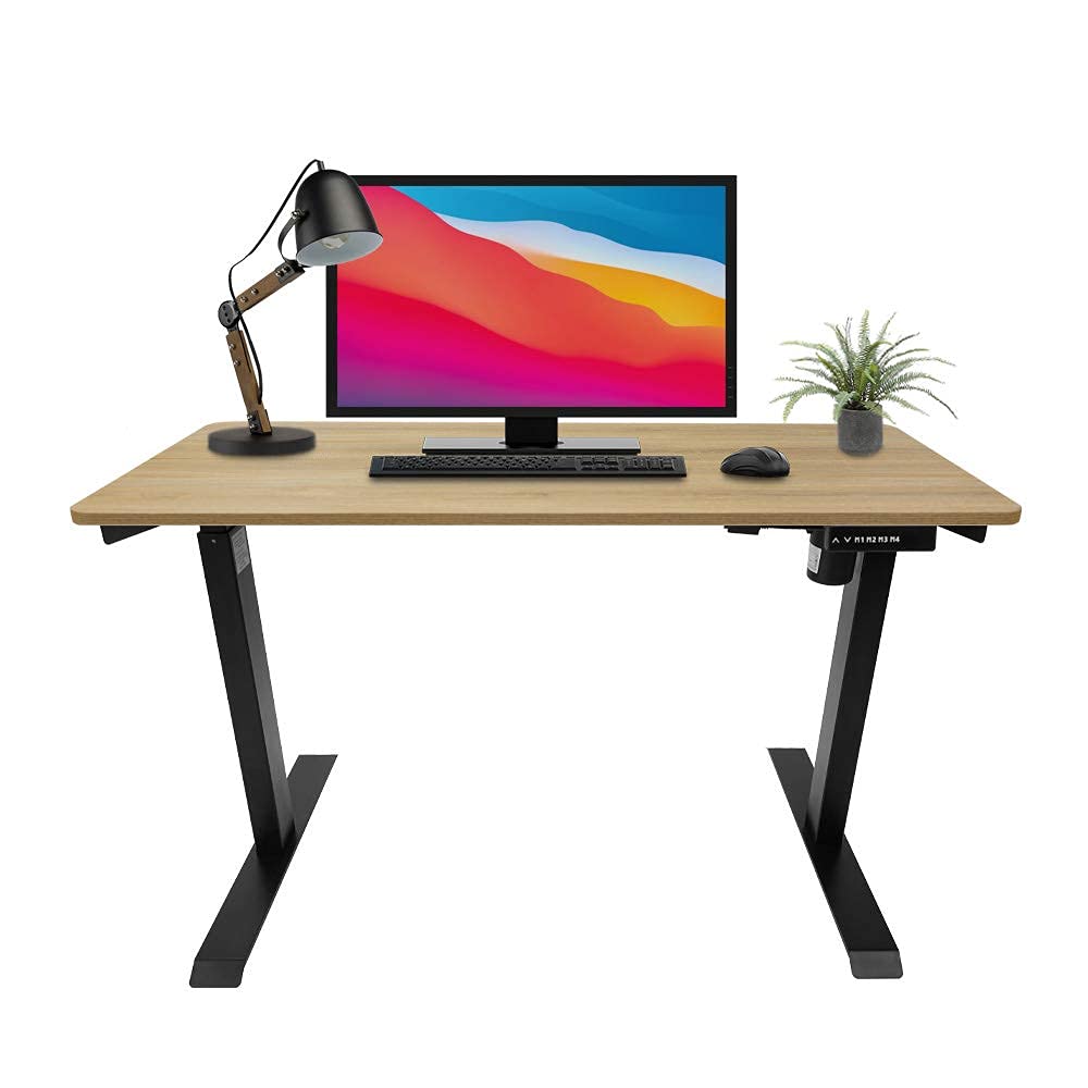 Electric Height Adjustable Standing Desk with Memory LED Controller - 48 x 30 Inches Birch Top & Black Legs for Home Office | Ergonomic Workstation for Remote Work, Gaming & Study