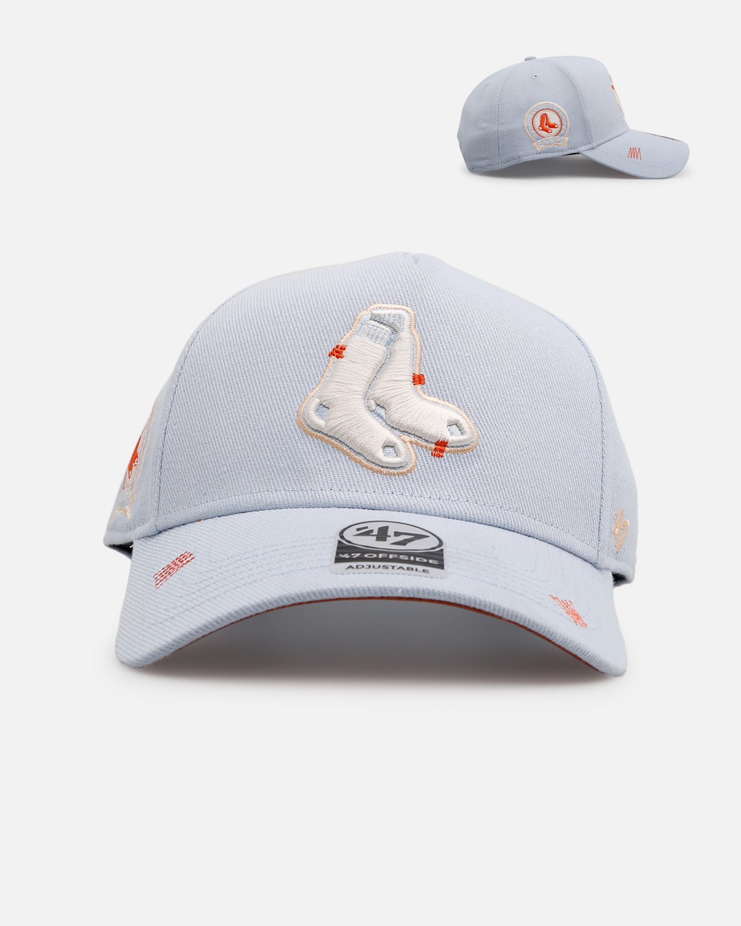 47 Brand Boston Red Sox 'Overstitch' 47 Offside Snapback Hat - Light Blue Adjustable Baseball Cap for Men & Women - Perfect for Games, Fan Gear & Streetwear Fashion