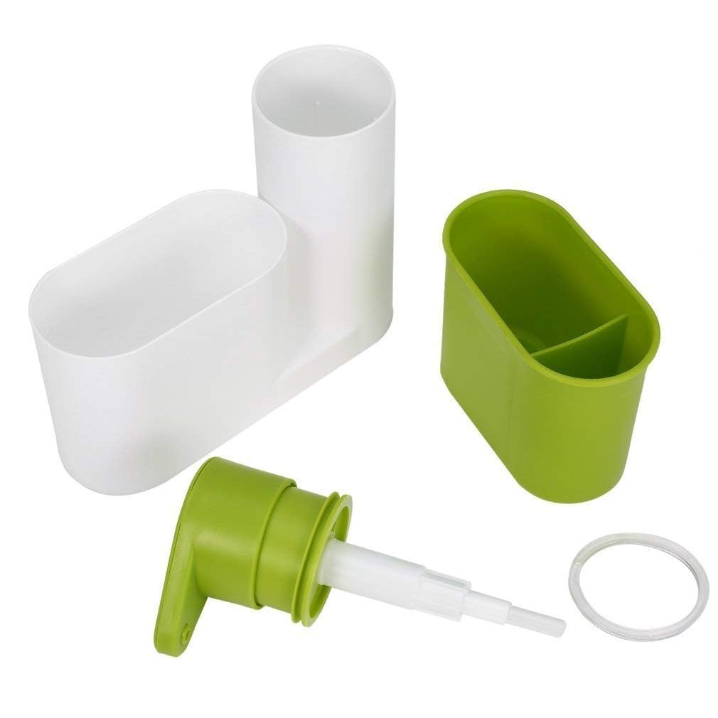 ADDCART Plastic Sink Organizer with Soap Holder & Liquid Dispenser - Kitchen & Bathroom Storage Stand for Sponges, Brushes, and Cleaning Supplies (Multi-Color, Pack of 1) - Perfect for Small Space Organization and Clutter-Free Sinks