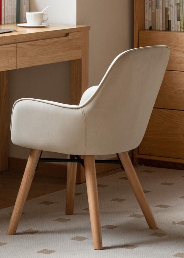 Premium Beech Solid Wood Modern Fabric Soft Back Chair - Ergonomic Office & Home Dining Comfort