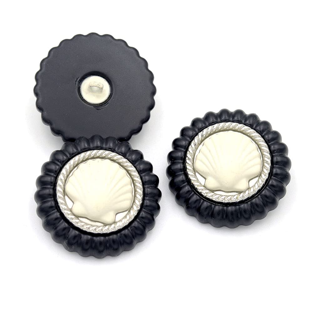 5-Pack Gold Metal Buttons for Sewing, DIY Crafts, and Scrapbooking - 25mm Round Decorative Buttons (White Shell) - Perfect for Clothing, Handmade Cards, and Home Decor Projects