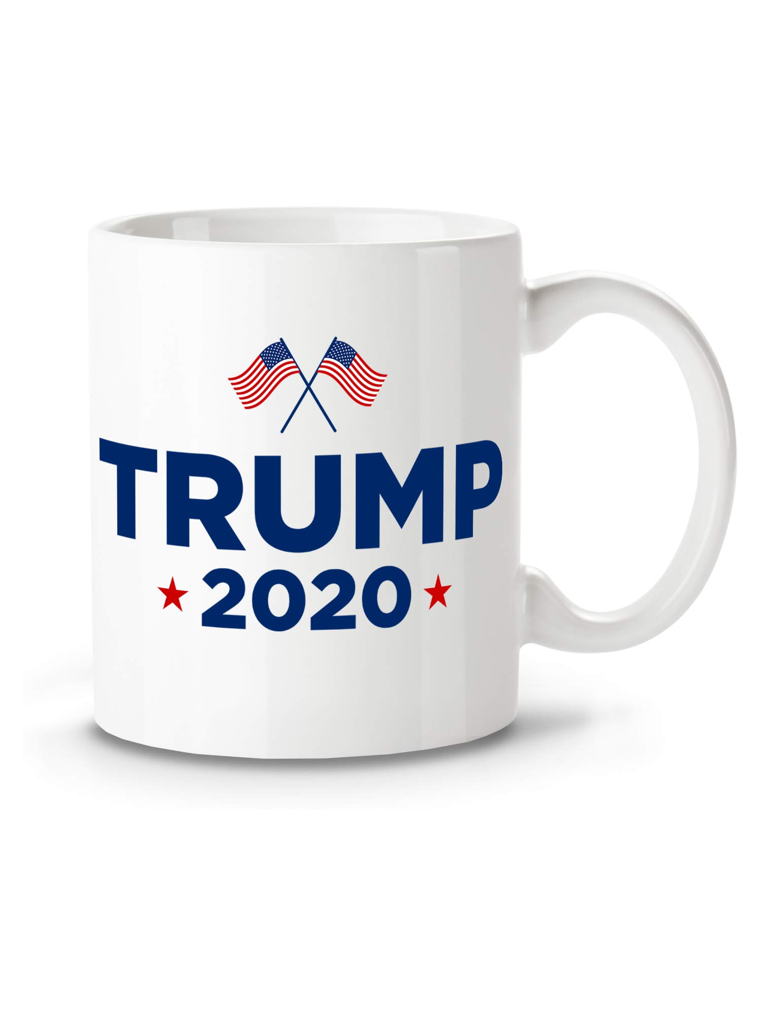 Trump 2020 Election Coffee Mug - 11 oz White Ceramic Cup with USA Flags - Political Campaign Gift for Supporters, Kitchen & Office Use