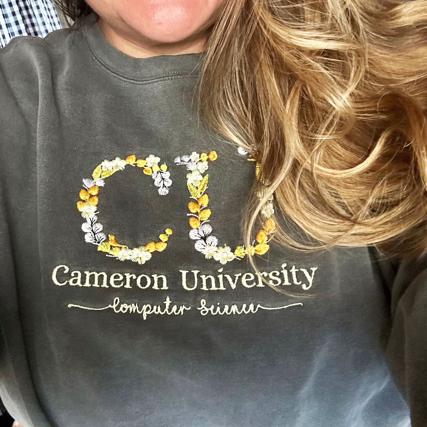 Comfort Color® Custom Embroidered University College Floral Sweatshirt | Soft Cotton Pullover for Women & Men | Perfect for Campus Life, Gifts & Casual Outfits