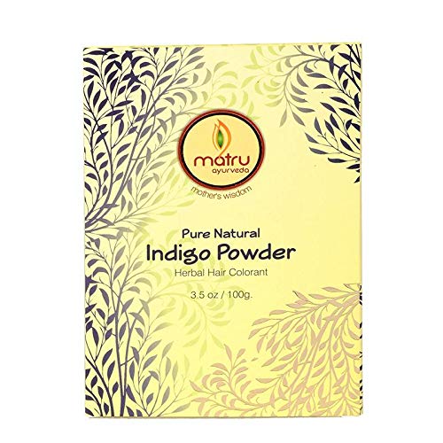 MATRU AYURVEDA 100% Pure Natural Indian Indigo Leaves Powder (200g) - Herbal Hair Dye for Gray Coverage, Ayurvedic Hair Color Treatment with Indigofera Tinctoria - Perfect for Natural Hair Coloring at Home (Pack of 2 x 100g) | DIY Hair Care & Organic Beauty Solution