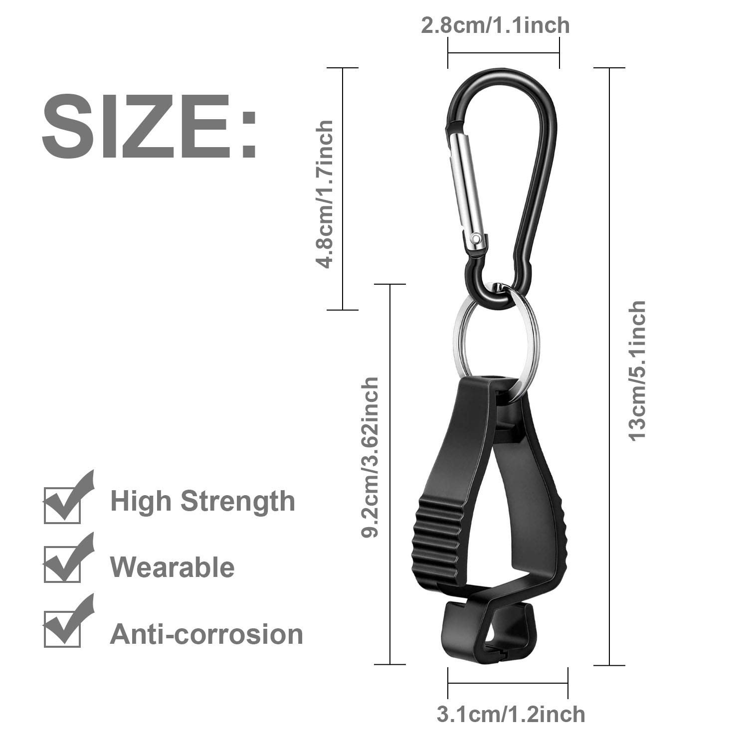 12 Pack Black Non-Slip Glove Holder Clips - Heavy Duty Belt Loop Clamps for Work Gloves (5.5 x 1.4 Inch) - Ideal for Construction, Firefighting, Labor & Safety Gear Organization