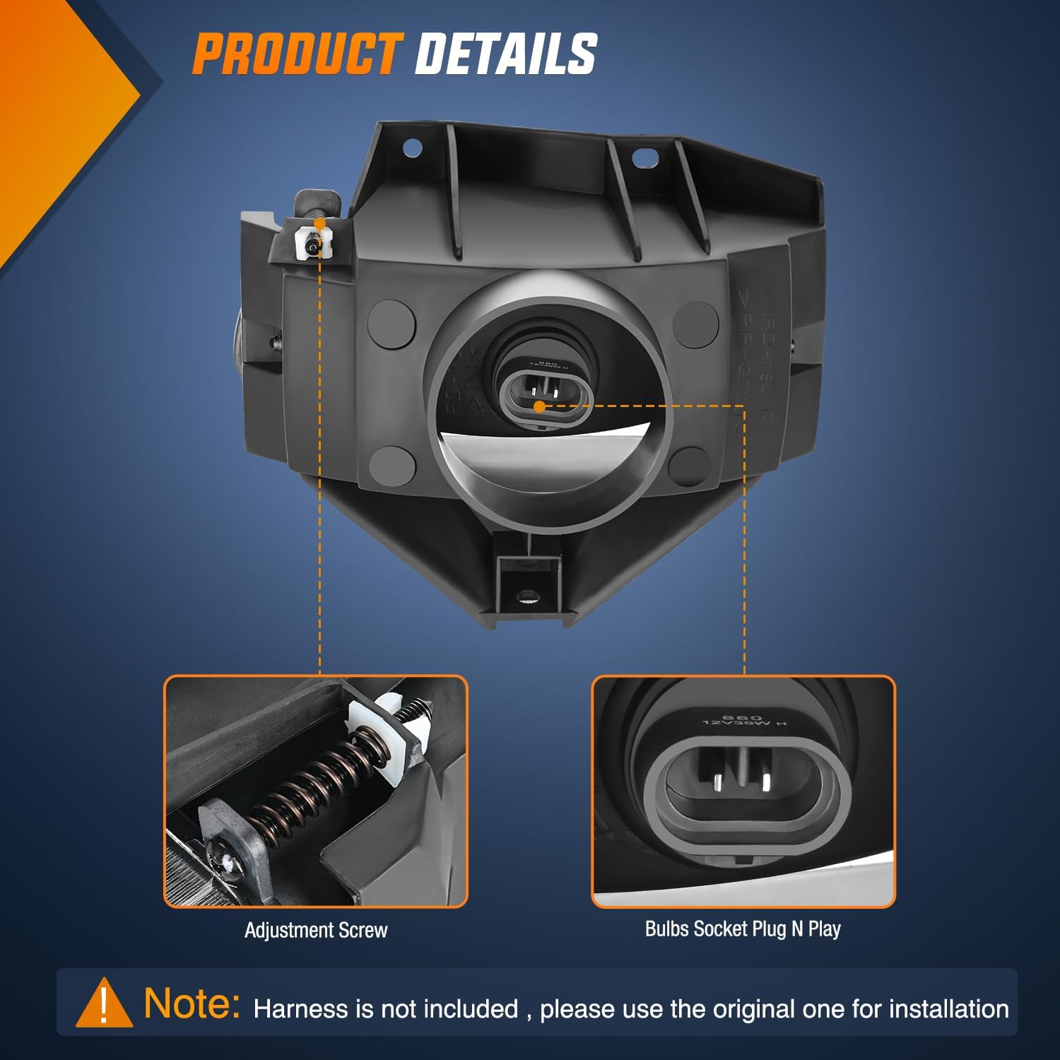 1999-2004 Ford Mustang Fog Lights Assembly with Clear Lens & 880 27W Bulbs - Upgrade Your Ride for Night Driving & Enhanced Visibility