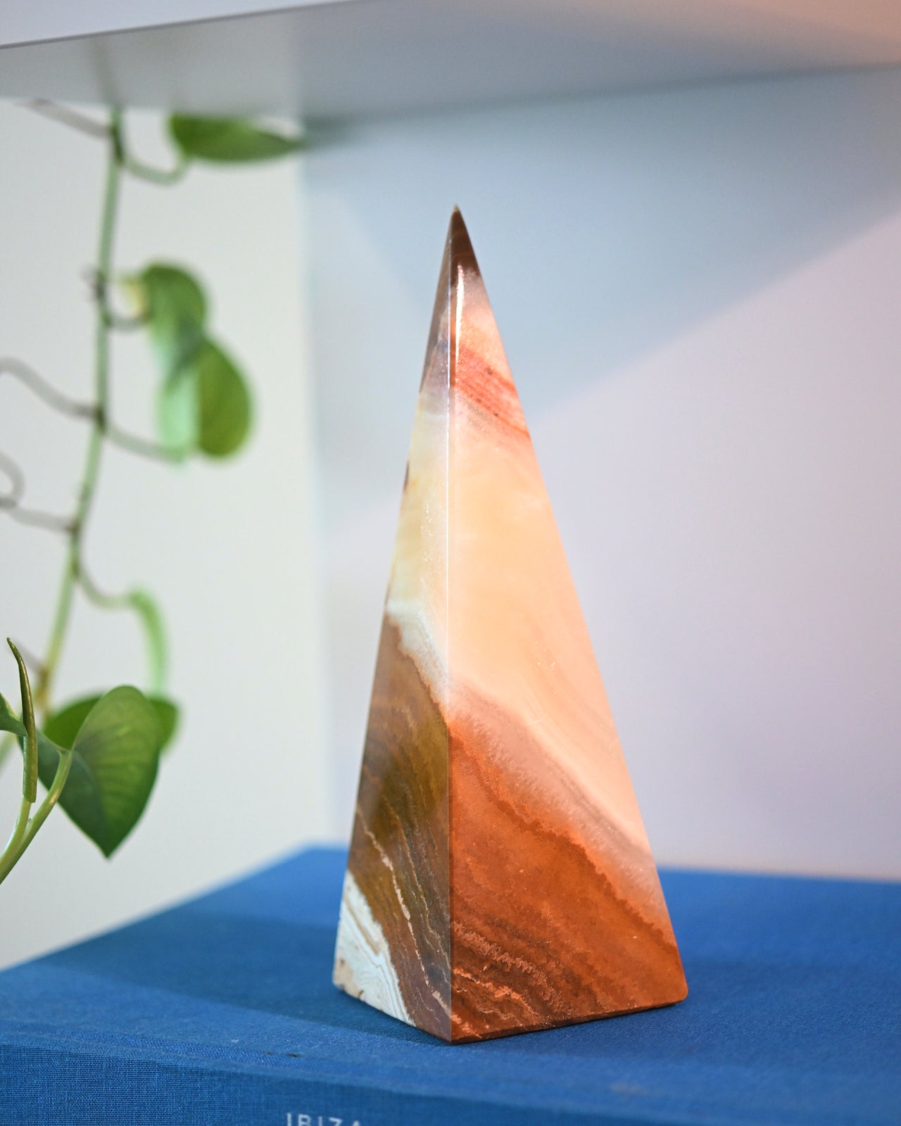 8 Inch Green Onyx Tall Pyramid - Handcrafted Spiritual Decor for Home Altar, Meditation Space & Feng Shui