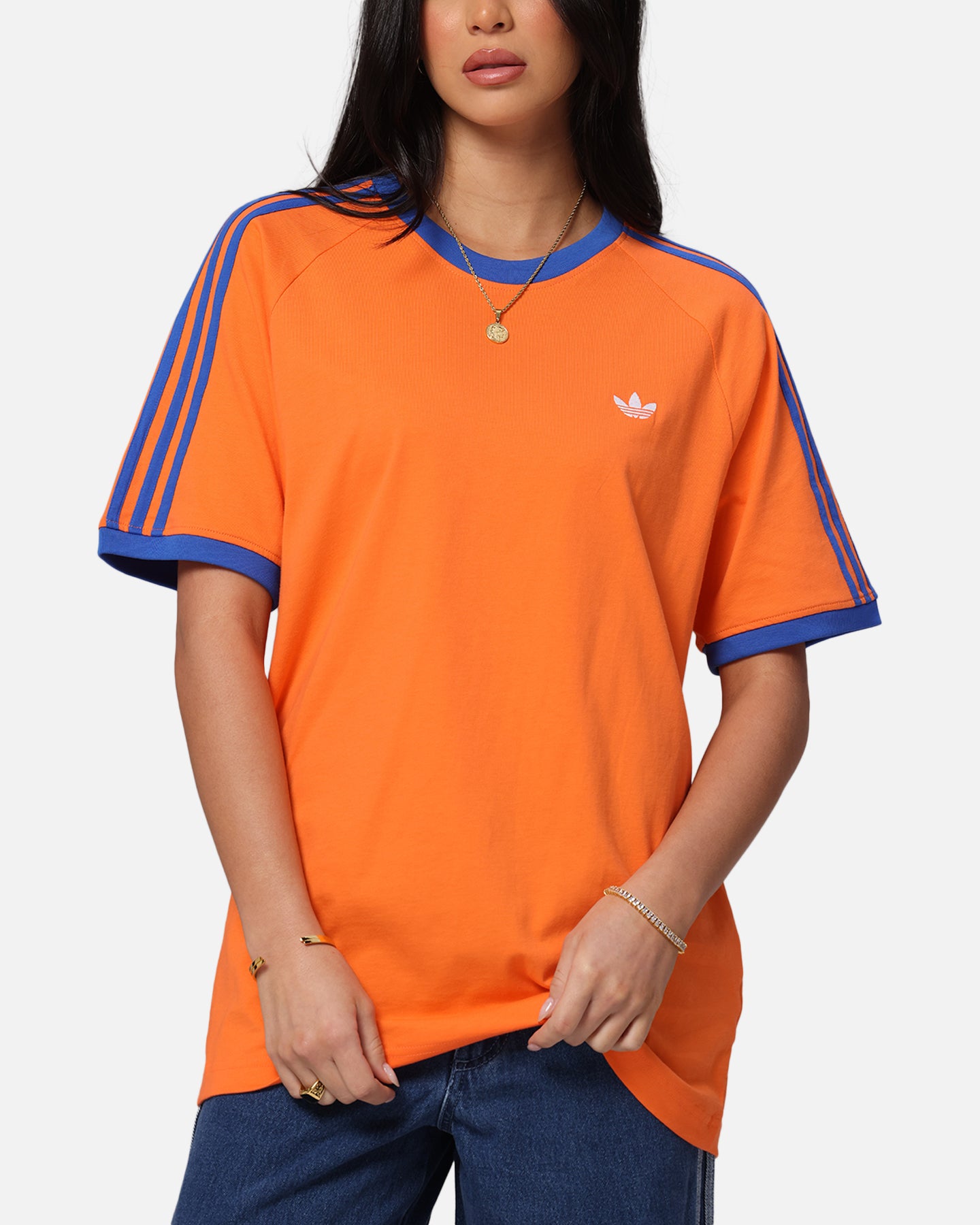 Adidas Monogram Cali T-Shirt for Women - Orange Cotton Casual Tee - Perfect for Gym, Running & Streetwear Fashion
