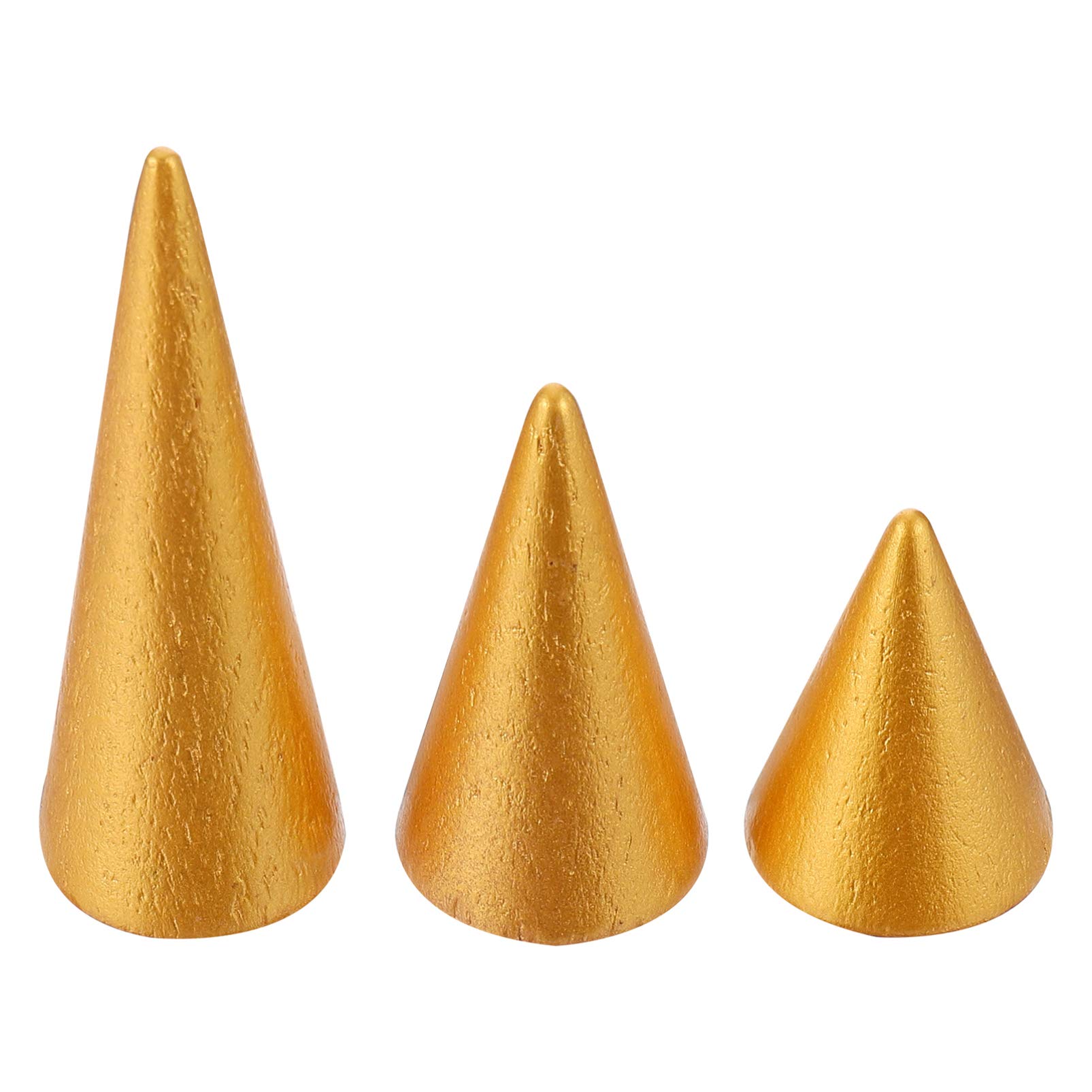 Cabilock 3-Piece Wooden Ring Display Stand Set - Cone Shaped Ring Holder Rack for Jewelry Storage & Organization - Perfect for Boutique, Wedding, Jewelry Store & Home Decor Display
