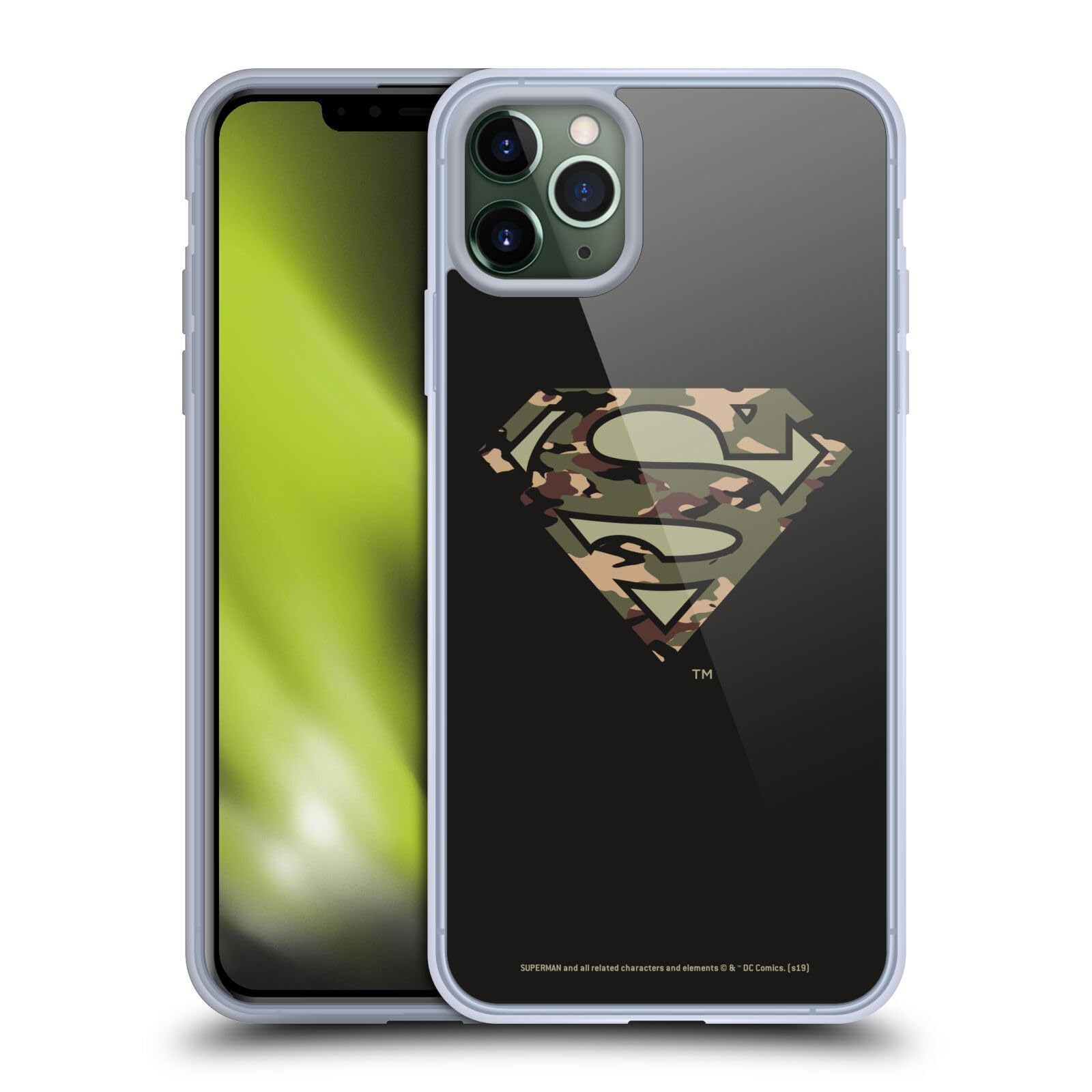 Officially Licensed Superman DC Comics Camouflage Soft Gel Case for Apple iPhone 11 Pro Max - Durable Protection with Stylish Superhero Design - Perfect for Fans, Daily Use & Comic Conventions