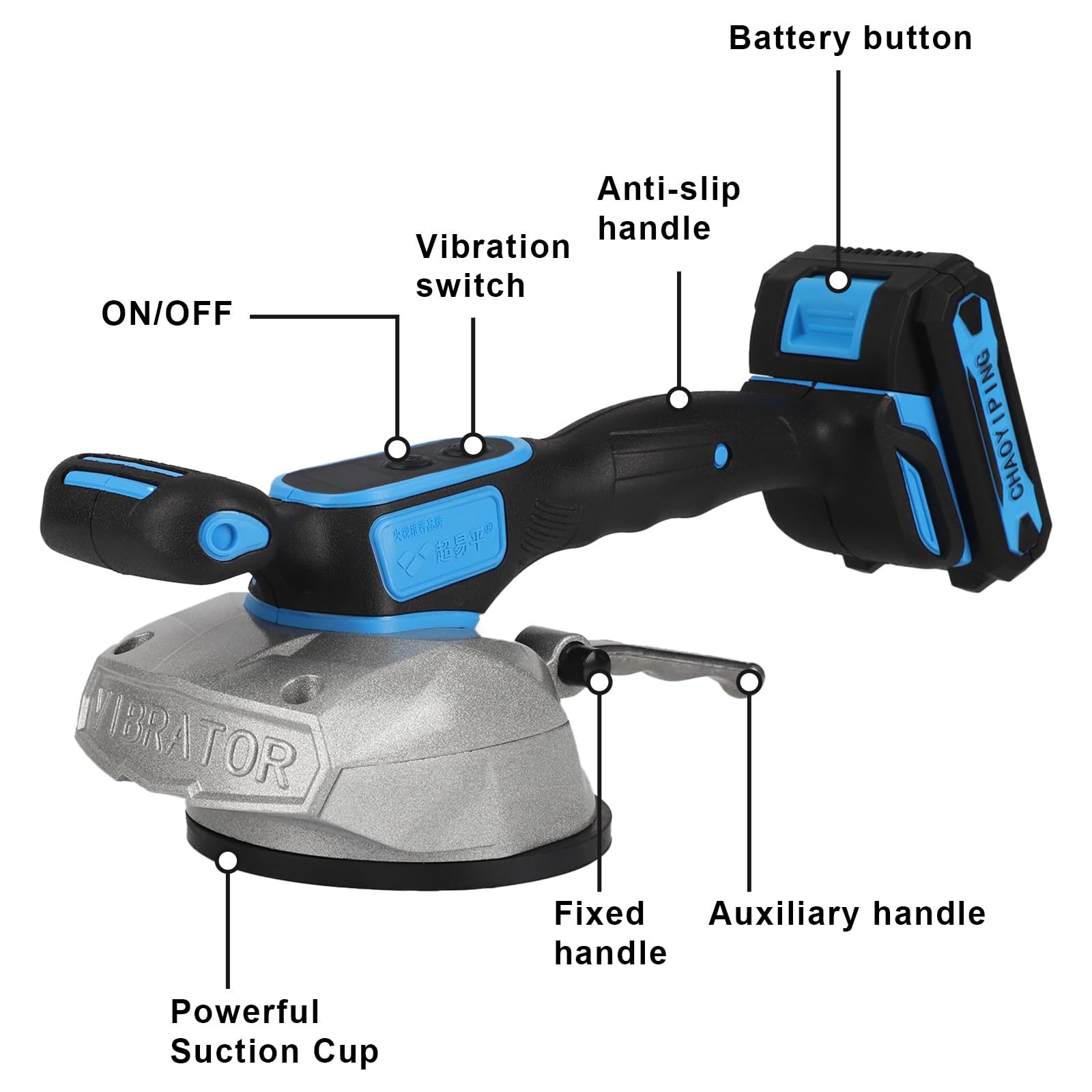YSJWAER 21V 6-Speed Tile Vibration Machine with 12000mAh Battery & 24000r/min - Handheld Suction Cup Leveling Tool for Professional Tile Installation - Perfect for Flooring, Wall Tiling, and DIY Home Renovation Projects