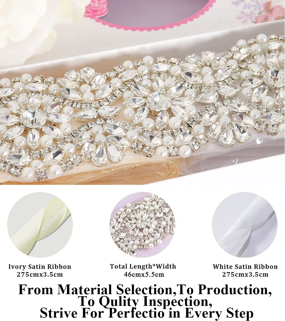 Pardecor Rhinestone Wedding Belt - Crystal Bridal Sash for Wedding Dresses, Prom & Evening Gowns - Elegant Dress Accessory for Brides, Bridesmaids & Formal Events