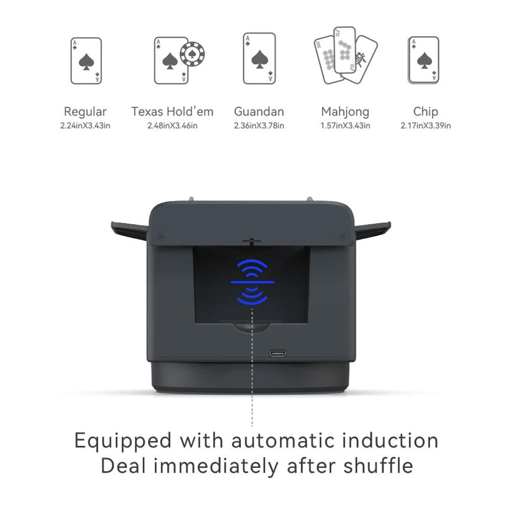 2 in 1 Automatic Card Dealer and Shuffler Machine - 360° Rotating Poker Card Dispenser with 4 Wireless Buttons, Rechargeable Battery for Blackjack, Texas Hold'em, Casino Night & Family Game Nights - Perfect for Poker Parties, Casino Events and Home Entertainment