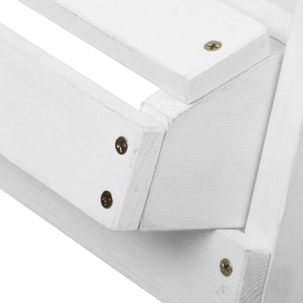 5-Piece White Wooden Adirondack Outdoor Table and Chairs Set - Patio Sun Lounge Furniture for Backyard, Garden, Poolside Relaxation