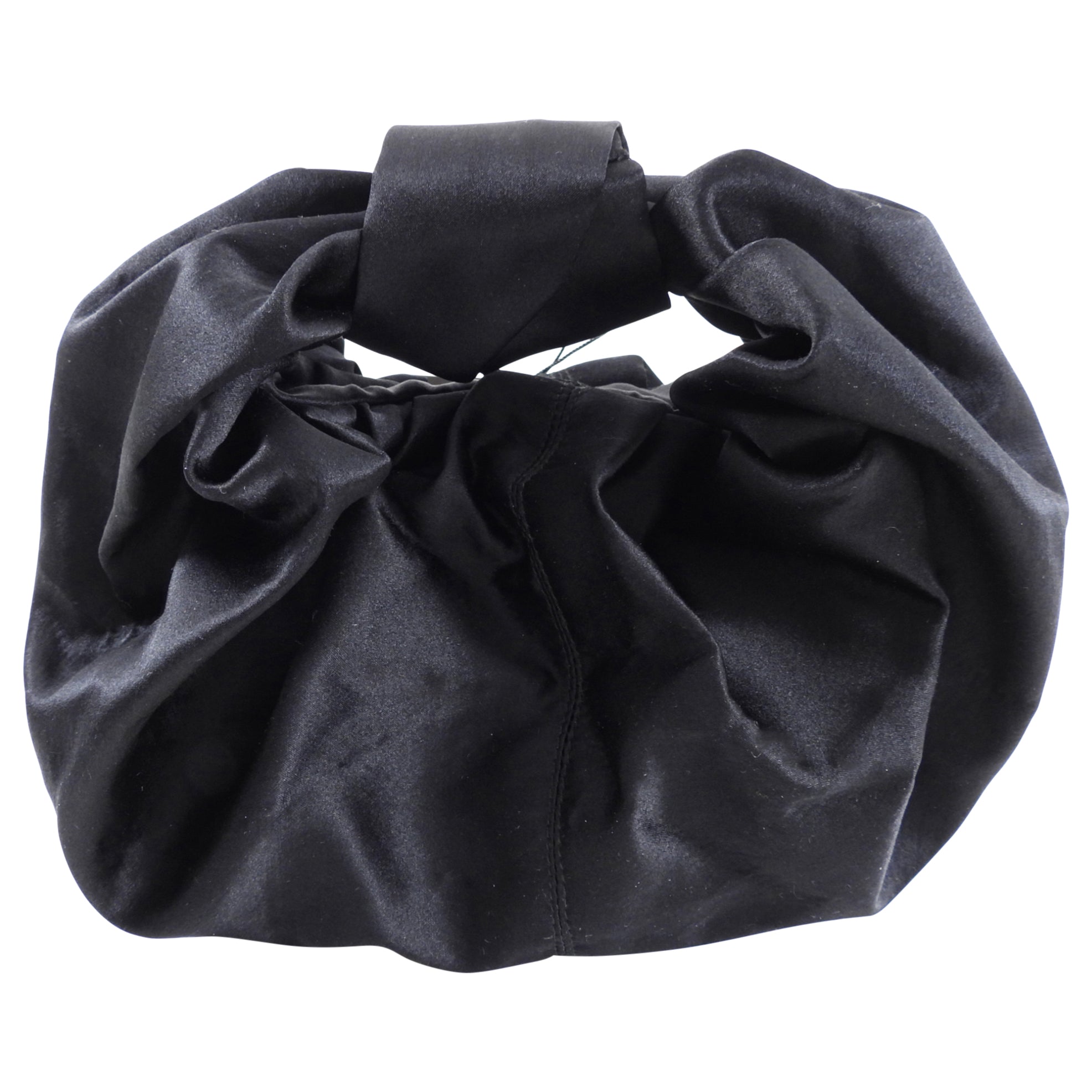 Bardo Collective Black Satin Mini Knotted Via Bag - Elegant Evening Clutch for Parties, Weddings & Special Occasions