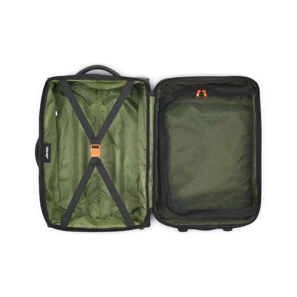 Jeep 2 Wheel 55cm Rolling Duffle Bag - Water-Resistant Grey Drizzle Travel Luggage for Camping, Gym & Weekend Getaways
