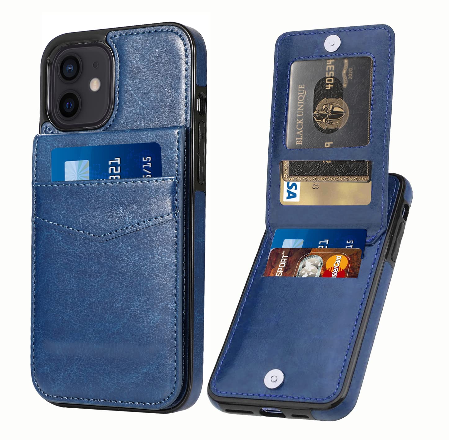 Premium iPhone 11 Wallet Case with RFID Blocking Credit Card Slots - PU Leather Protective Phone Cover for iPhone 11 (6.1 Inch) - Stylish Blue Wallet Case for Men & Women - Perfect for Travel, Shopping & Everyday Use