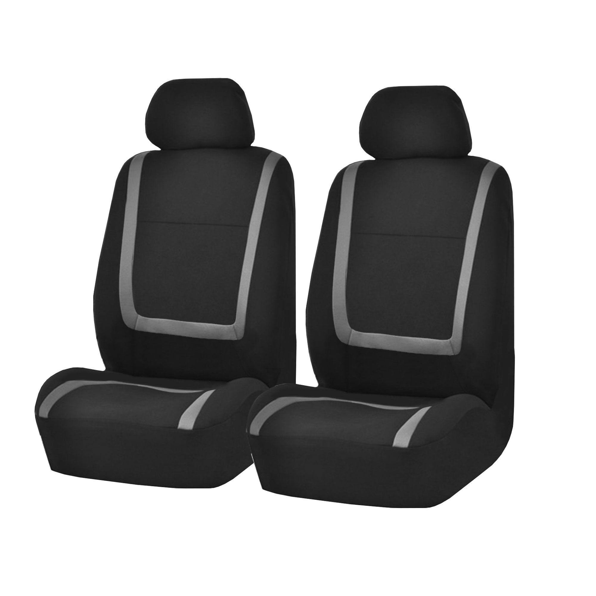 TLH Unique Flat Cloth Universal Car Seat Covers Full Set with Matching Floor Mats - Gray Color for Sedans, SUVs & Vans | Perfect for Road Trips, Daily Commutes & Family Travel