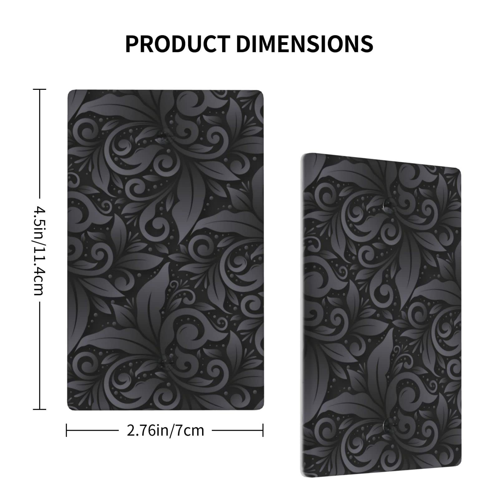 3D Floral Light Switch Cover - Black Farmhouse Wall Plate, 1 Gang Single Blank Electrical Outlet Cover, Standard Size 4.5