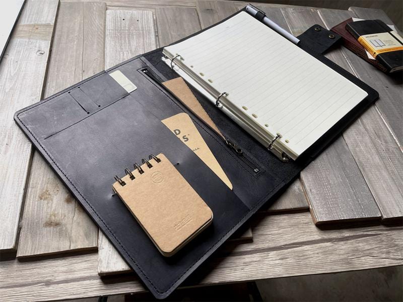 Personalized Black A4 Leather Journal - Custom Name Notebook for Writing, Sketching & Travel - Perfect Gift for Writers, Artists & Professionals