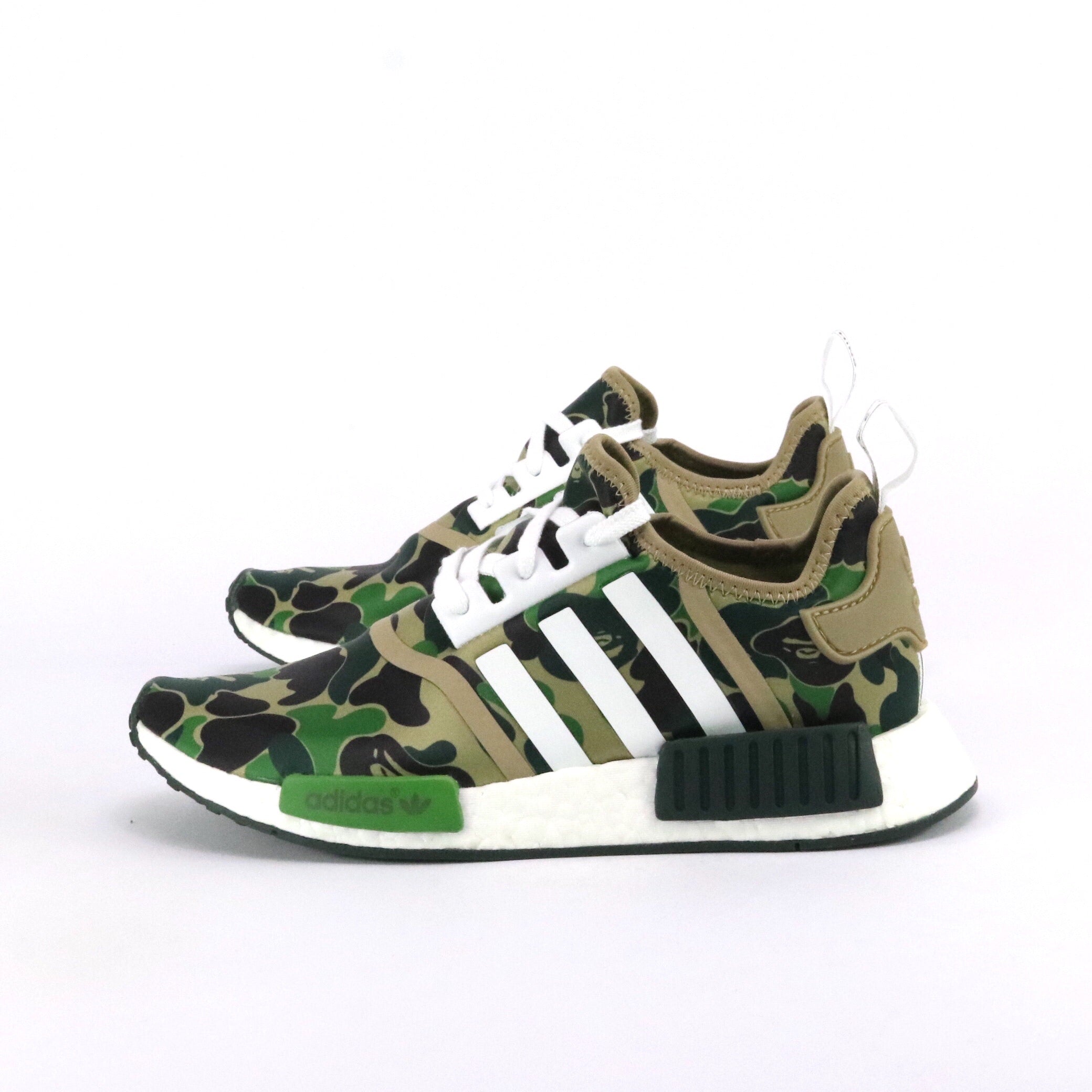 Adidas NMD R1 BAPE Camo Olive Green Sneakers - Men's Running Shoes for Streetwear & Casual Wear